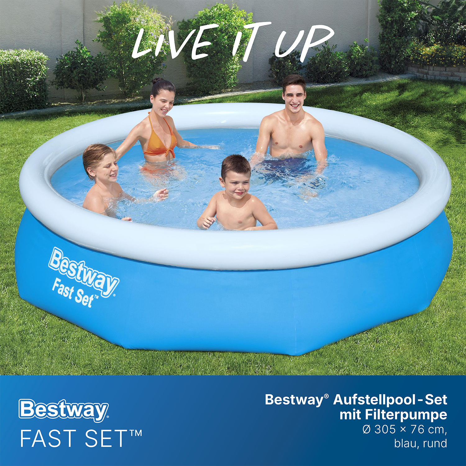 Fast Set™ Aufstellpool-Set mit Filterpumpe Ø 305 x 76 cm, blau, rund