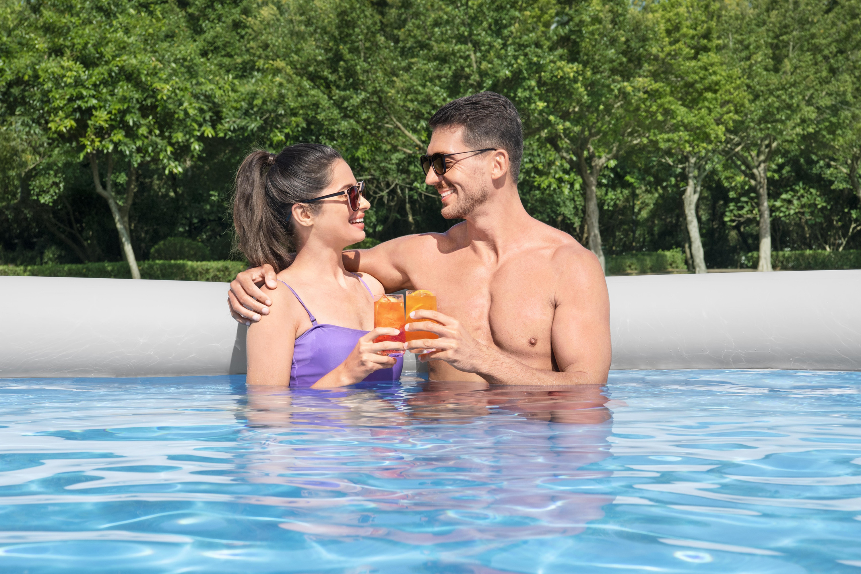 Fast Set™ Aufstellpool Set mit Filterpumpe Ø 457 x 84 cm, Rattan-Optik (Schiefergrau), rund