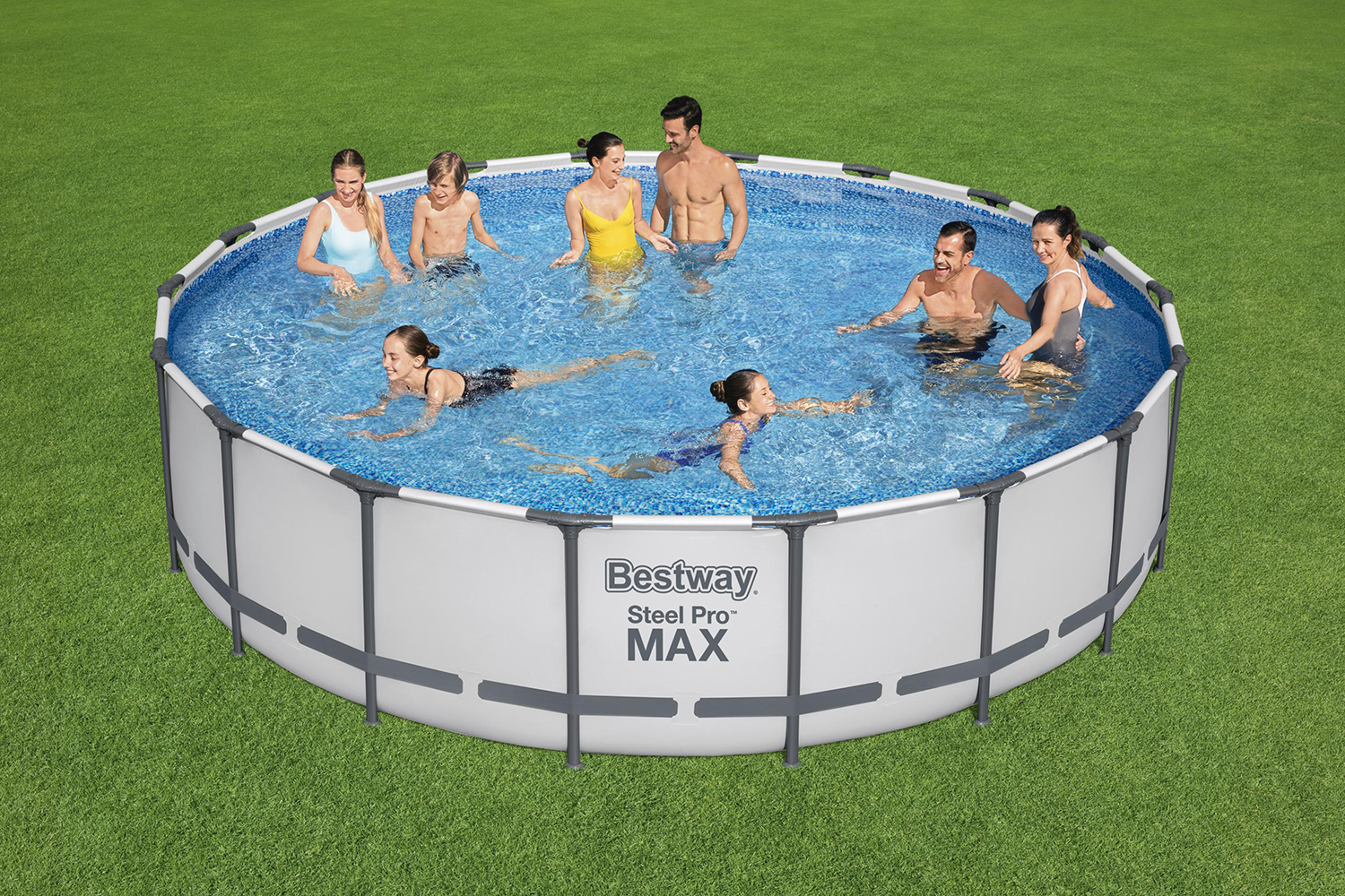 Steel Pro MAX™ Frame Pool Komplett Set mit Filterpumpe Ø 549 x 122 cm, lichtgrau, rund