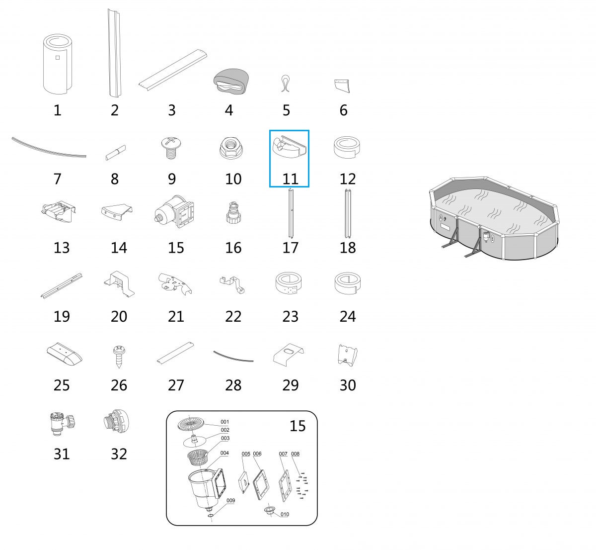 Bestway® Spare Part Plastic floor protector (grey) for Hydrium™ steel wall pools (from 2022) Bestway® Spare Part Plastic floor protector (grey) for Hydrium™ steel wall pools (from 2022)