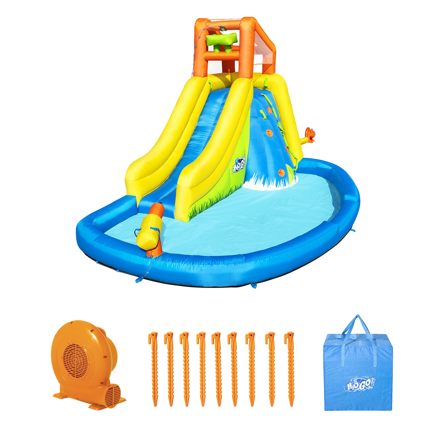 H2OGO!™ 14'3" x 9'5" x 8'9"/4.35m x 2.86m x 2.67m Mount Splashmore Mega WaterPark H2OGO!™ 14'3" x 9'5" x 8'9"/4.35m x 2.86m x 2.67m Mount Splashmore Mega WaterPark
