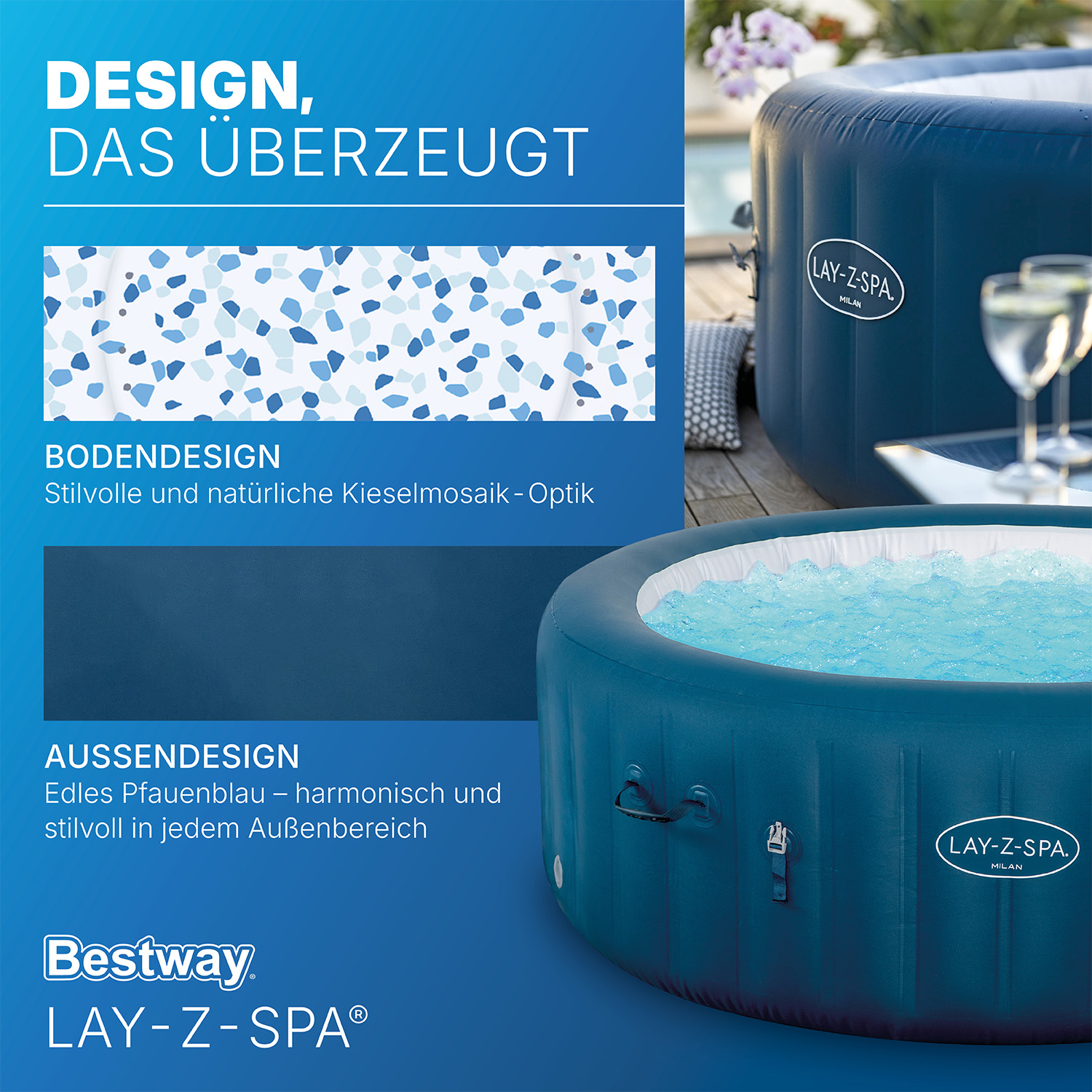 LAY-Z-SPA® WLAN-Whirlpool Milan AirJet Plus™ Ø 196 x 71 cm, rund