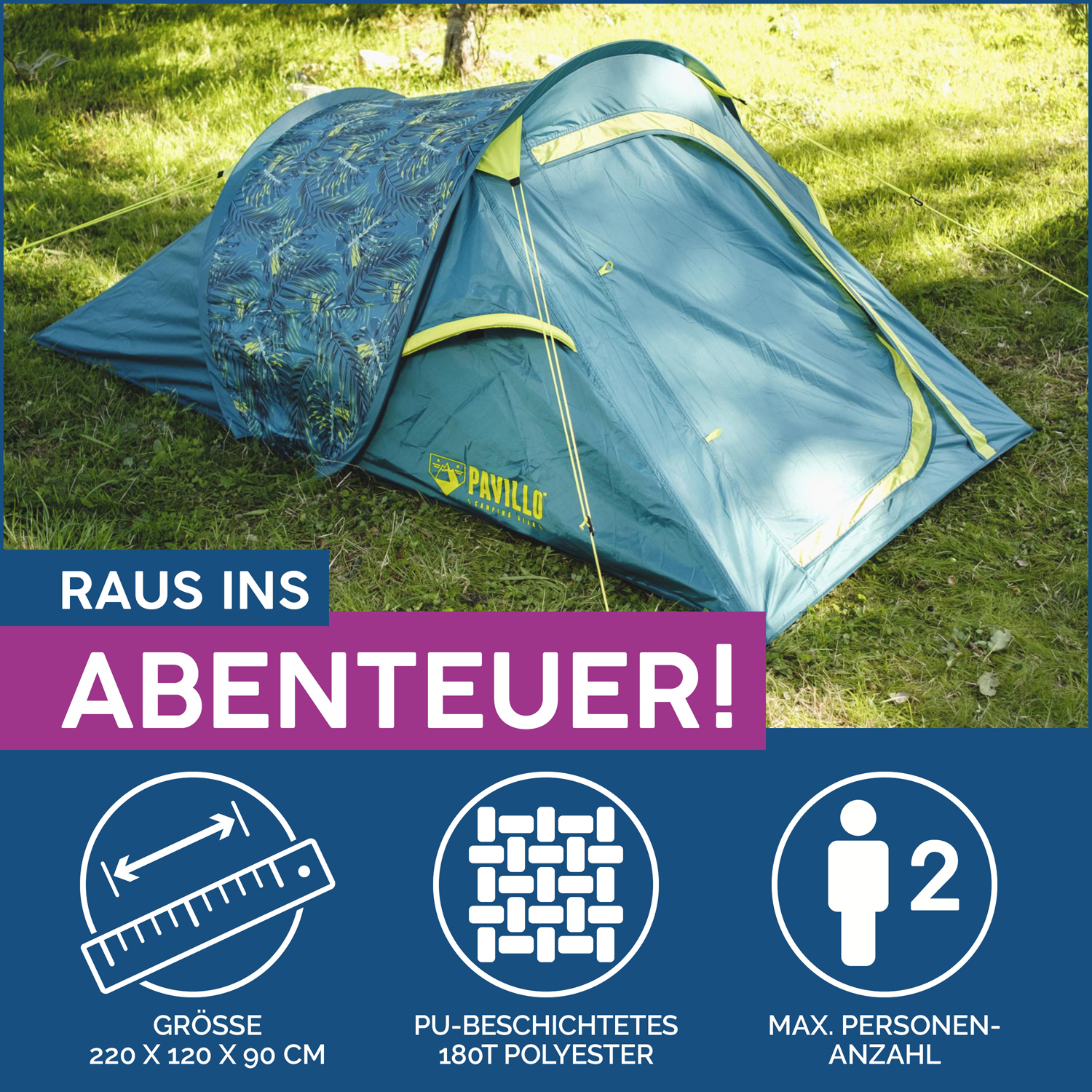 Pavillo™ 7'3"x47"x35" /2.20mx1.20mx90cm Coolrock 2 Tent Pavillo™ 7'3"x47"x35" /2.20mx1.20mx90cm Coolrock 2 Tent