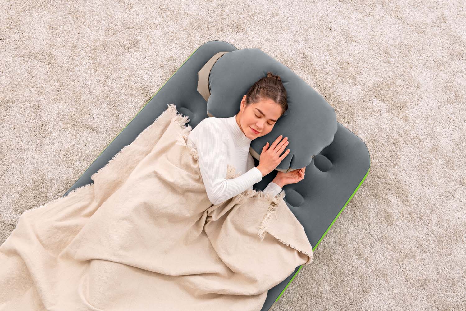 Single-Luftbett  Roll & Relax mit Kissenpumpe 188 x 99 x 22 cm
