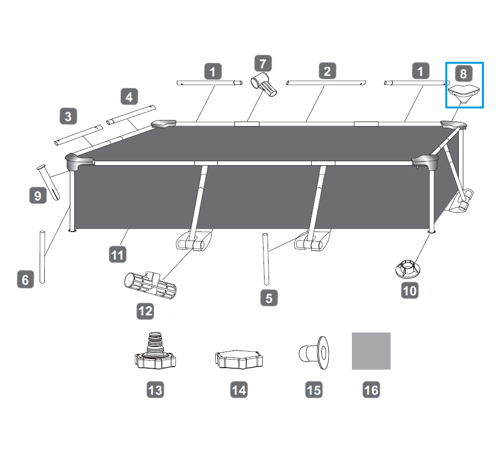 Bestway® Spare Part T-connector (white) for Steel Pro™ frame pools 300 x 201 x 66 cm (2023)