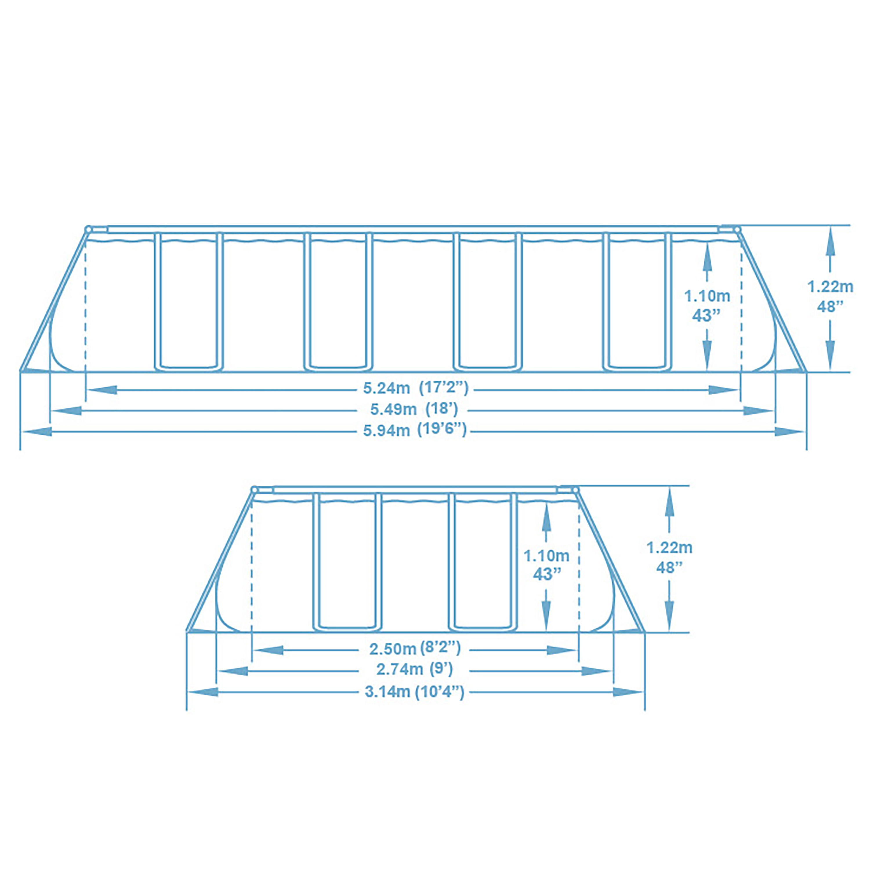 Steel  Pro MAX™ Solo Pool ohne Zubehör 549 x 274 x 122 cm, grau, eckig