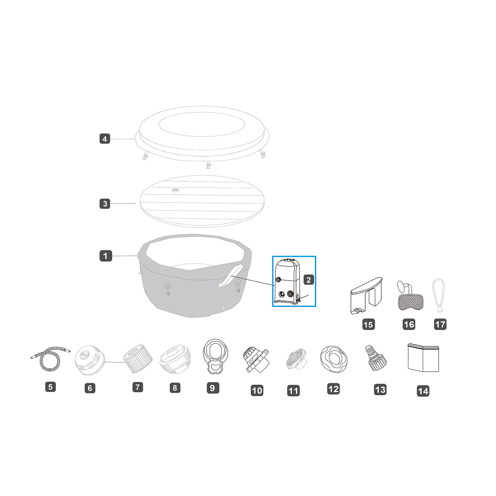 Bestway® Ersatzteil AirJet™ Pumpe (grau/WiFi) für ausgewählte LAY-Z-SPA® AirJet™ UltraFit™Whirlpools