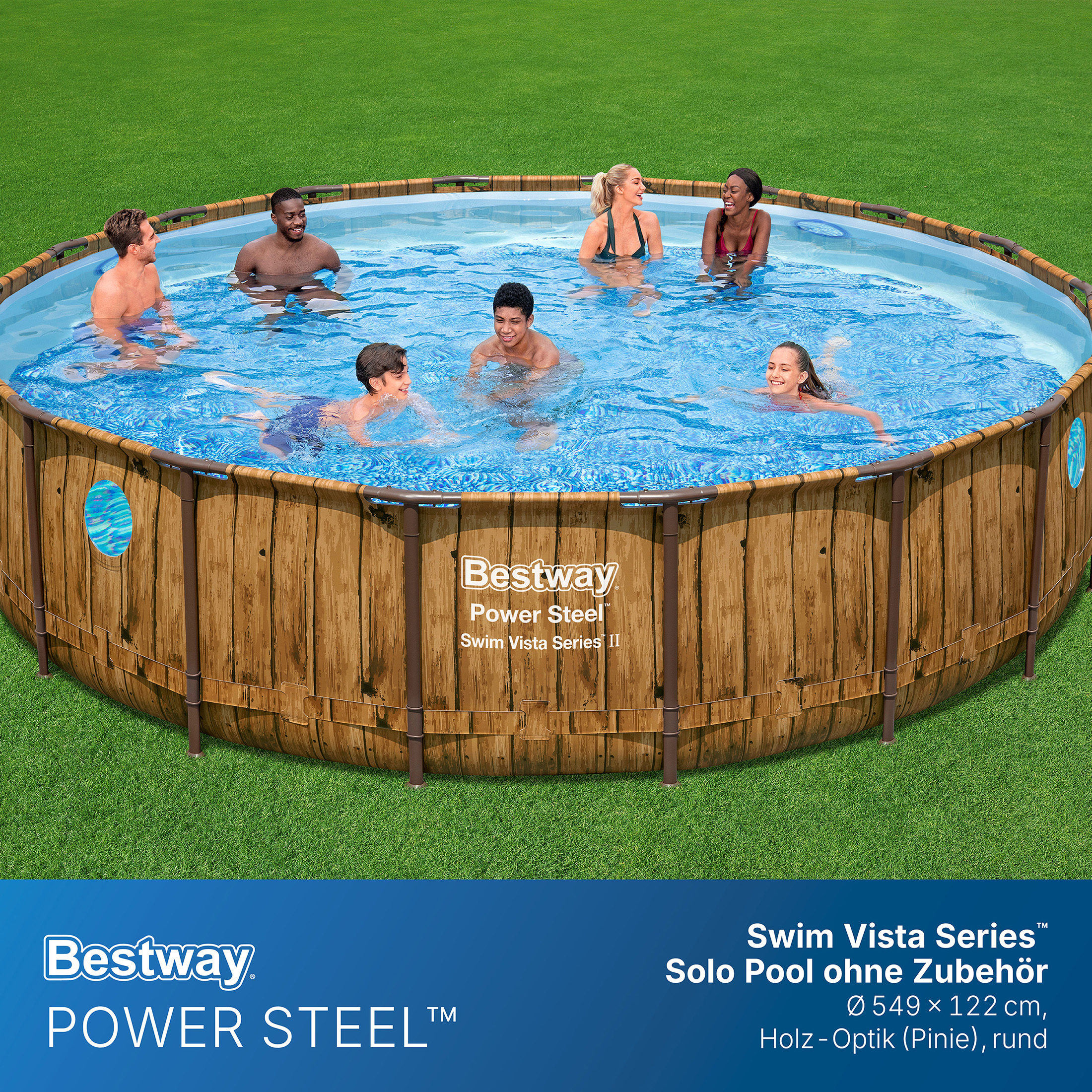 Power Steel™ Swim Vista Series™ Solo Pool ohne Zubehör Ø 549 x 122 cm, Holz-Optik (Pinie), rund