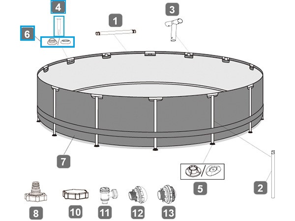 Bestway® Spare Part Pin and gasket set (brown / 10 each) for various Power Steel™ pools, round