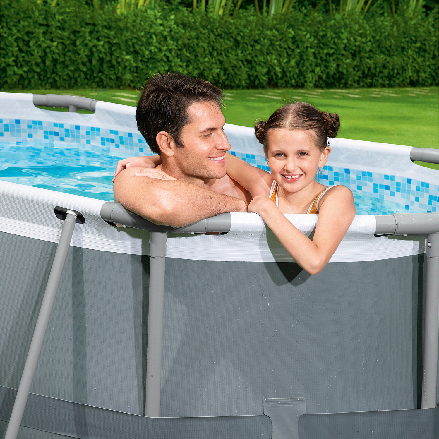 Steel Pro MAX™ Frame Pool Set mit Filterpumpe 305 x 200 x 84 cm, grau, oval