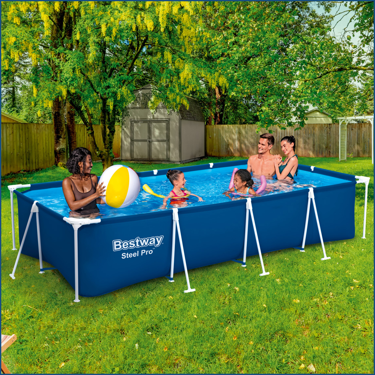 Steel Pro™ Frame Pool ohne Pumpe 400 x 211 x 81 cm , dunkelblau, eckig