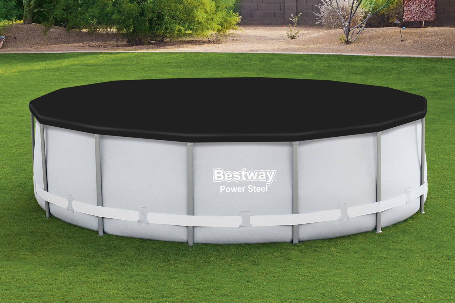 Flowclear™ PVC-Abdeckplane Ø 401 cm, schwarz, rund