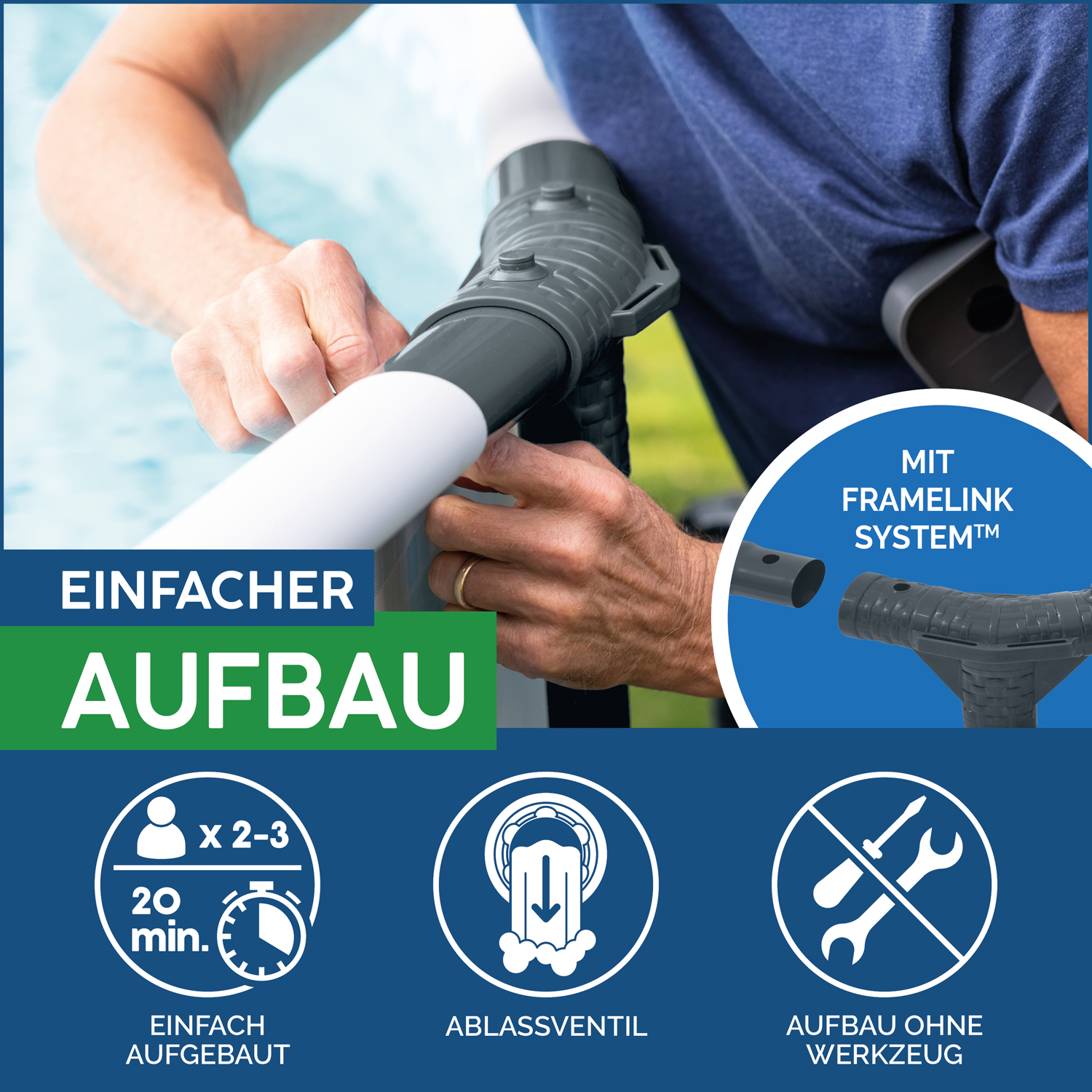 Steel Pro MAX™ Frame Pool Set mit Filterpumpe Ø 366 x 100 cm, lichtgrau, rund