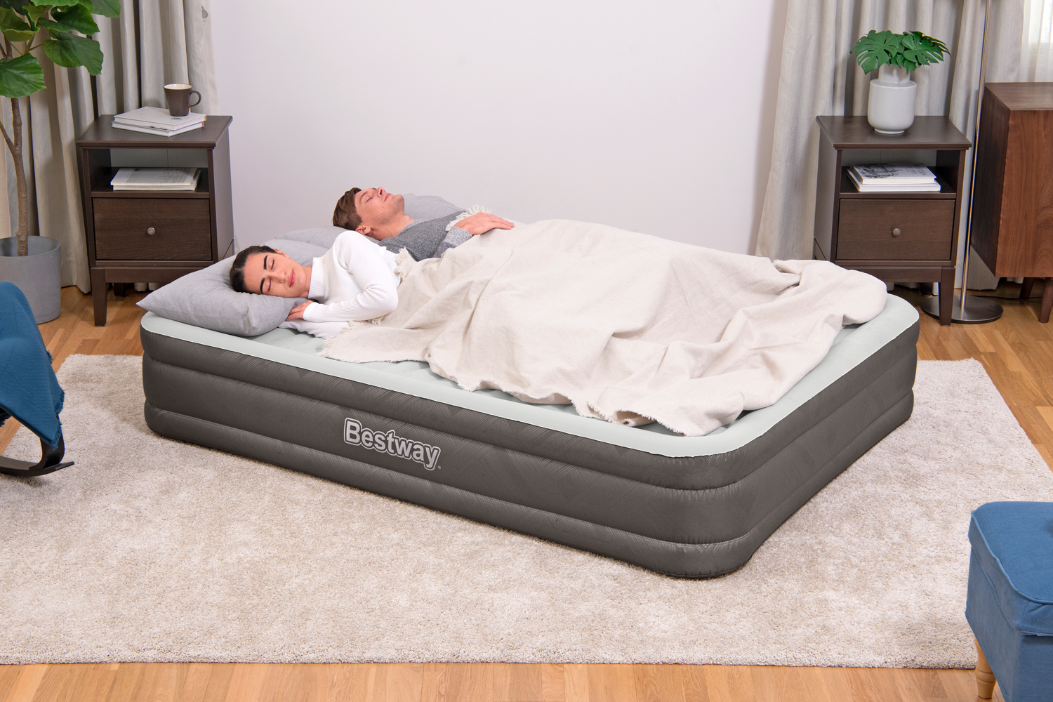 Fortech™ Doppelluftbett mit integrierter Elektropumpe 203 x 152 x 36 cm