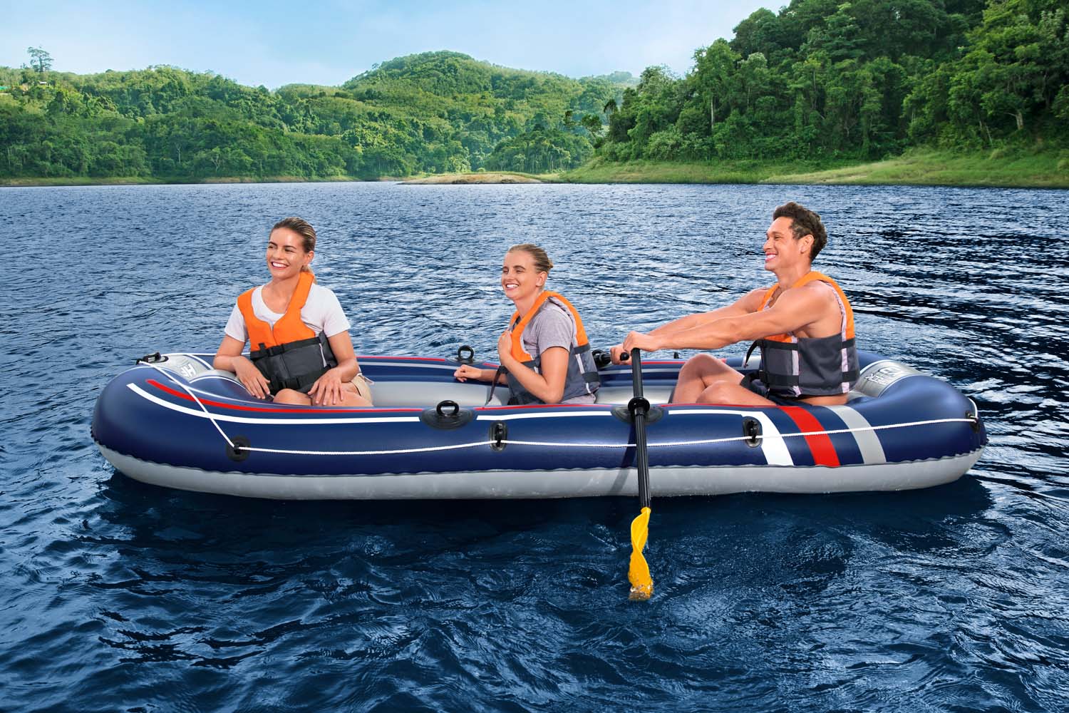 Hydro-Force™ Schlauchboot-Set für 3 Erwachsene + Kind Treck X3 307 x 126 x 39 cm