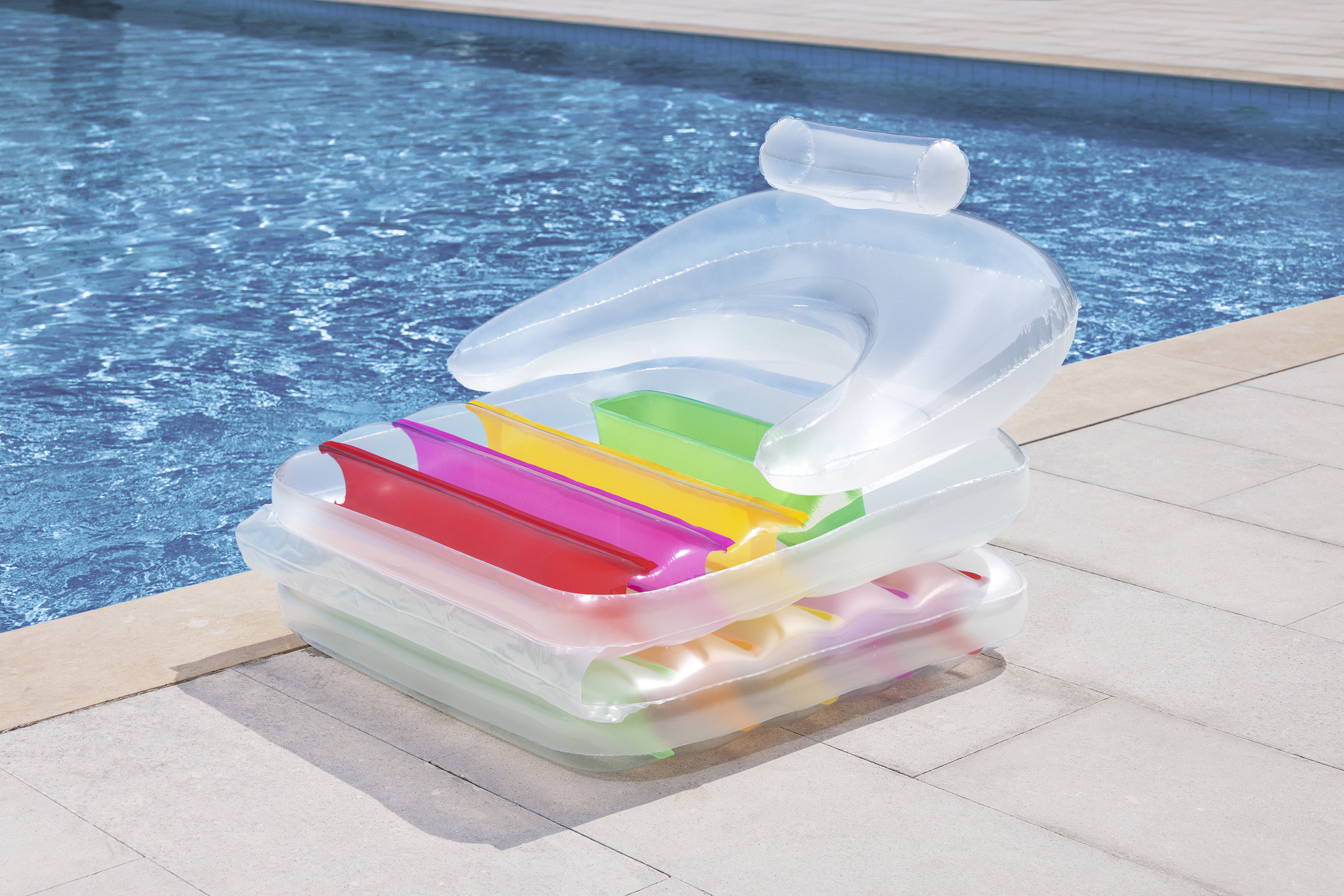 Luftmatratze Sommerfarben  mit Rückenlehne + klappbarem Fußteil 201 x 89 cm