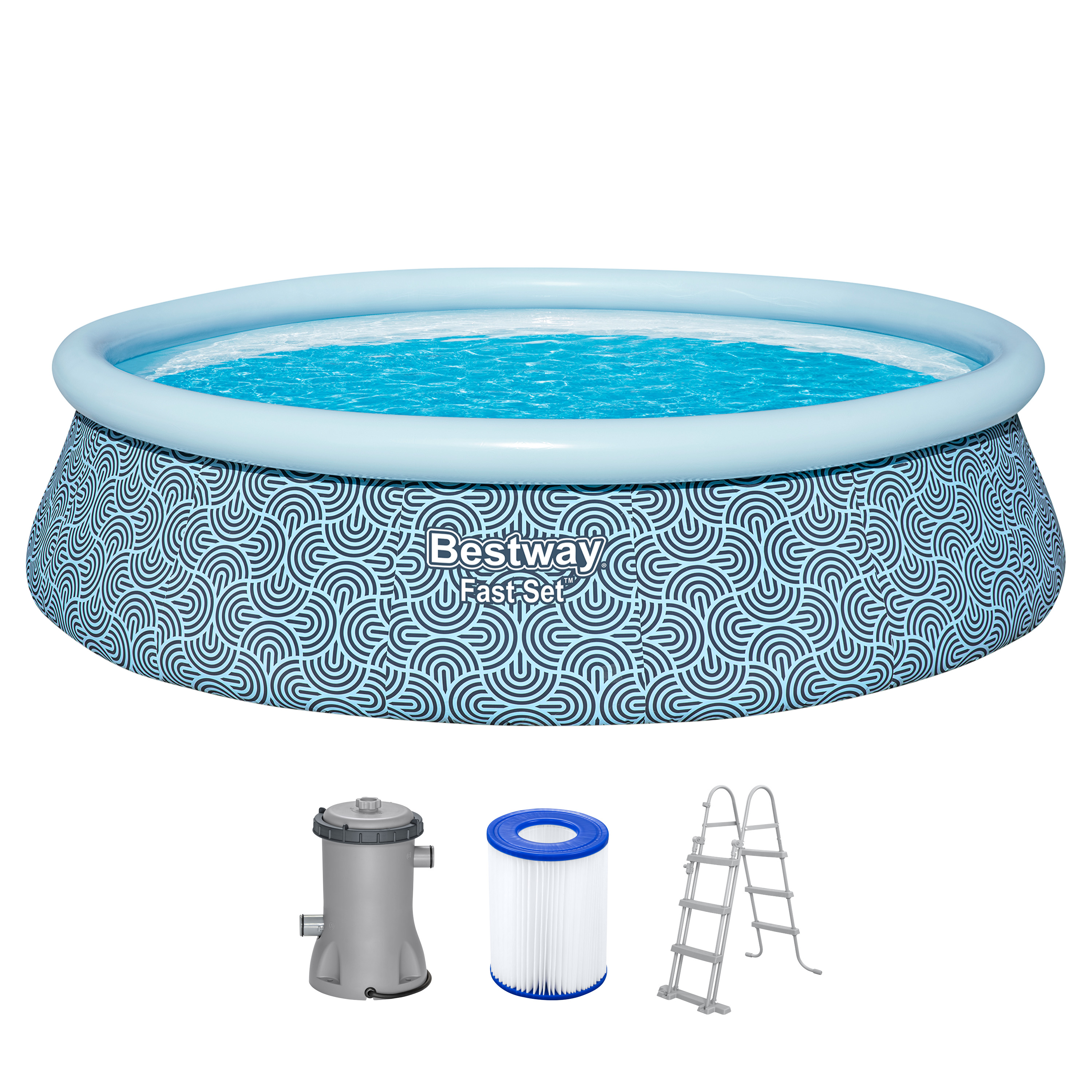 Fast Set™ Aufstellpool Set mit Filterpumpe Ø 457 x 107 cm, Grafisches Liniendesign, rund