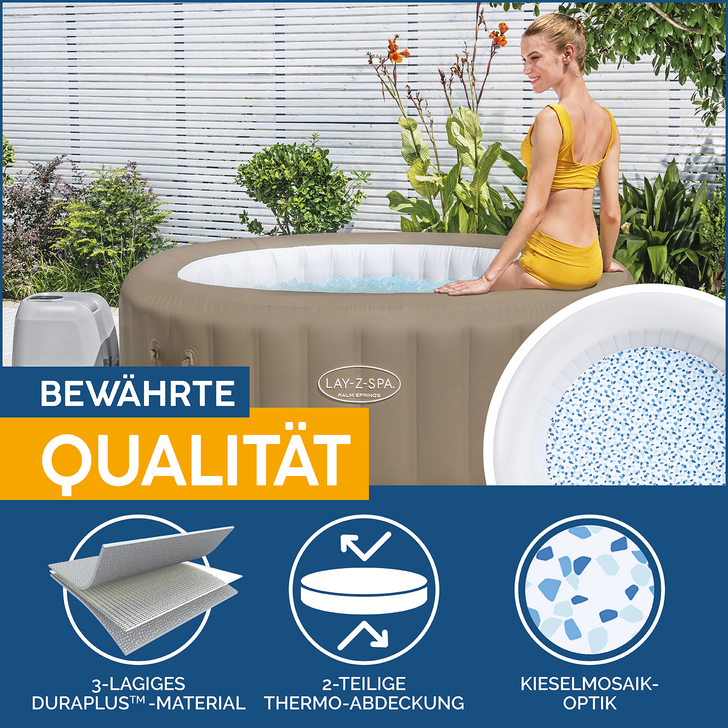 LAY-Z-SPA® Whirlpool Palm Springs AirJet™ Ø 196 x 71 cm, rund