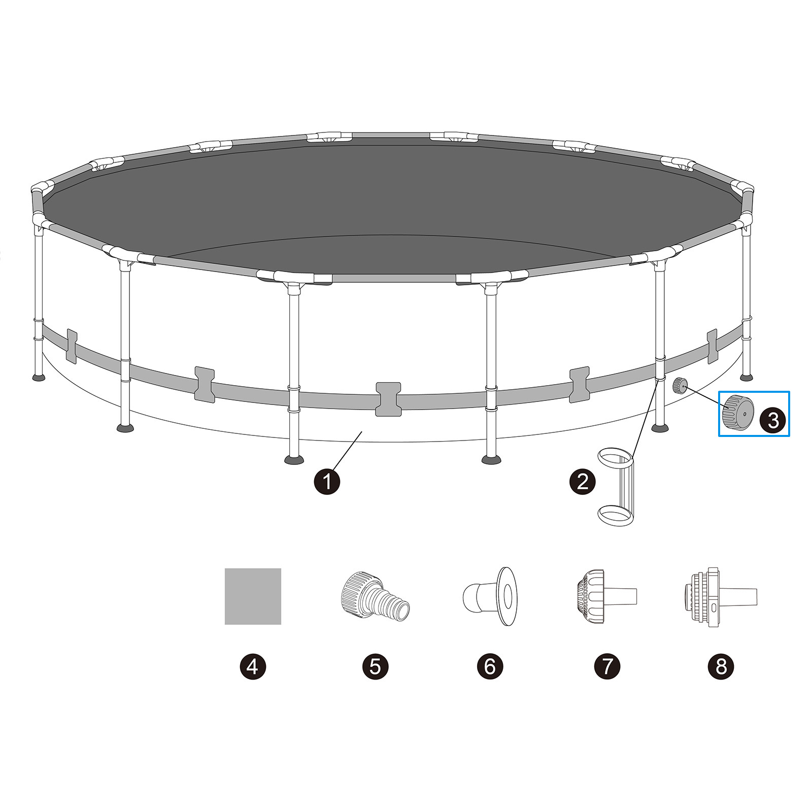 Bestway® Ersatzteil Ablassventilkappe für alle Pools ab 2026 (ausgenommen Stahlwandpools)