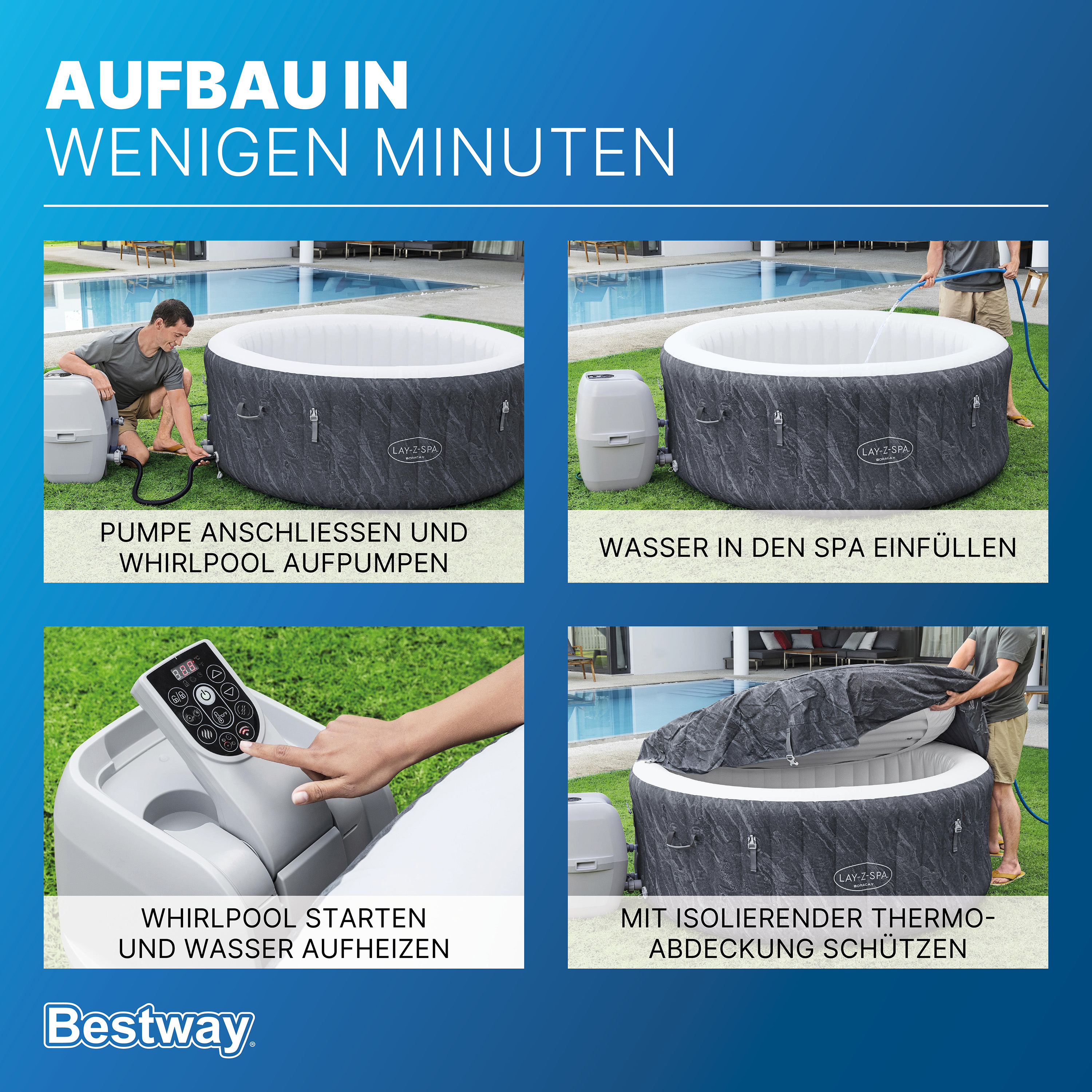 LAY-Z-SPA® WLAN-Whirlpool Boracay AirJet™ Ø 180 x 66 cm, rund