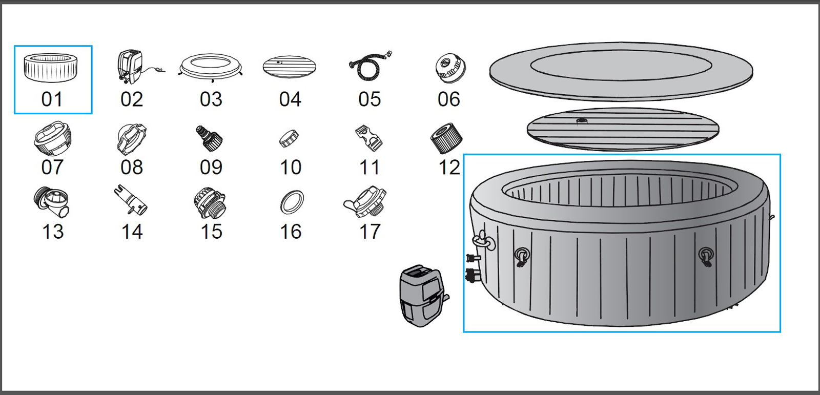 Bestway® Spare Part Liner (blue) for LAY-Z-SPA® Milan AirJet Plus™ Whirlpool Ø 196 x 71 cm