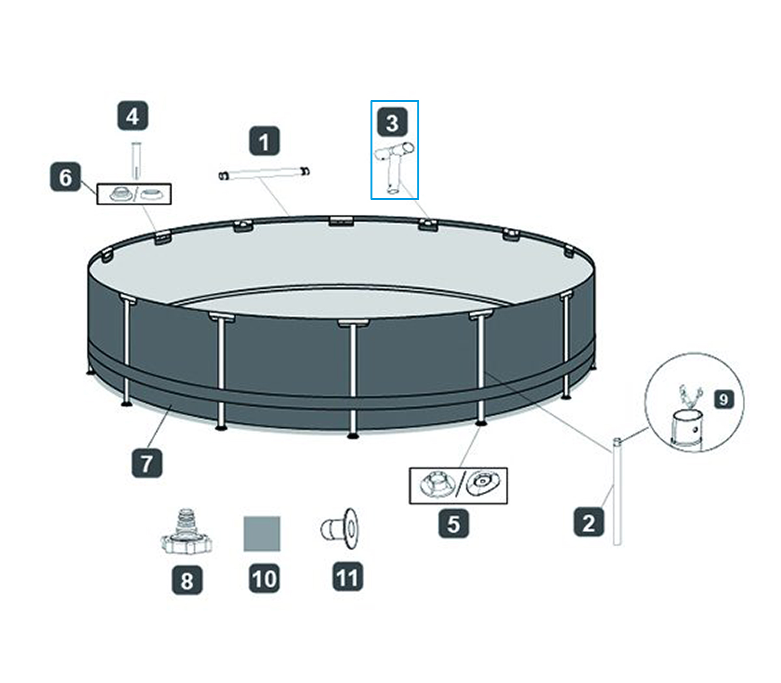 Bestway® Spare Part T-connector (white) for Steel Pro™ pool Ø 457 x 107 cm (56488 | 2017), round Bestway® Spare Part T-connector (white) for Steel Pro™ pool Ø 457 x 107 cm (56488 | 2017), round