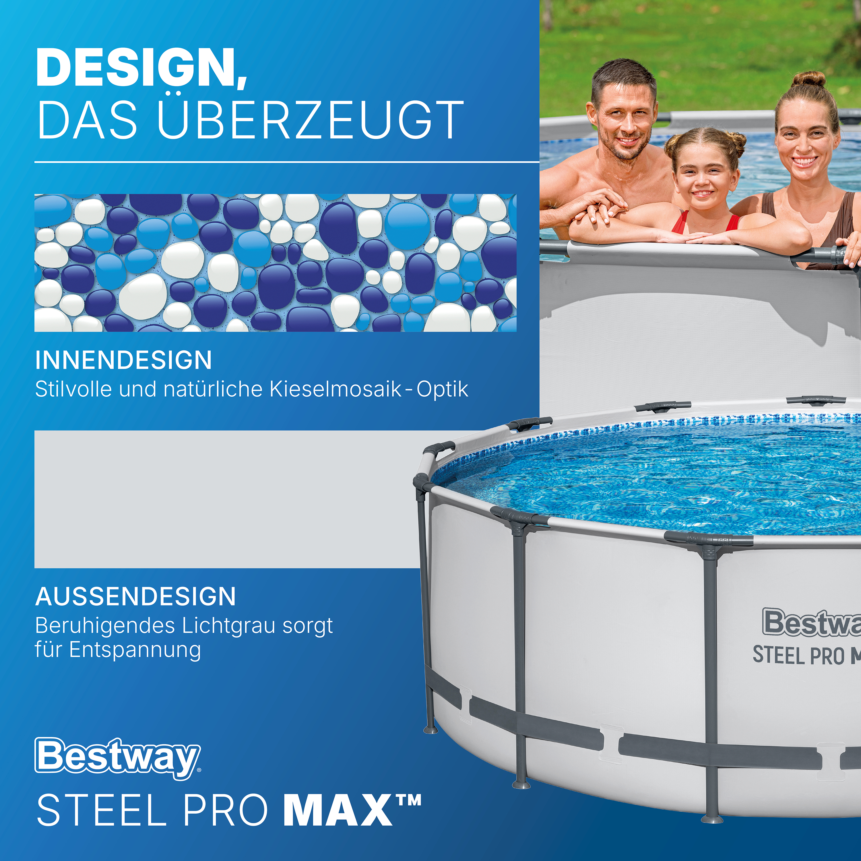 Steel Pro MAX™ Solo Pool ohne Zubehör Ø 396 x 122 cm, lichtgrau, rund