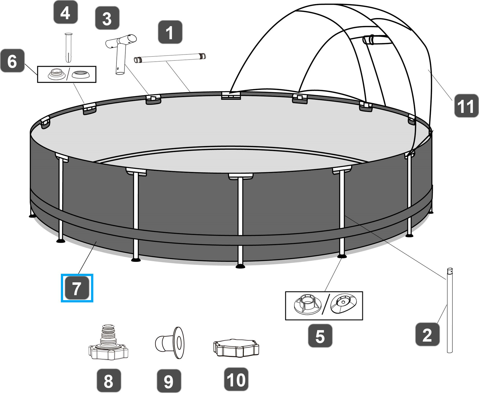 Bestway® Spare Part Pool liner rattan optics (ecru) for Power Steel™ pool Ø 396 x 107 cm, round