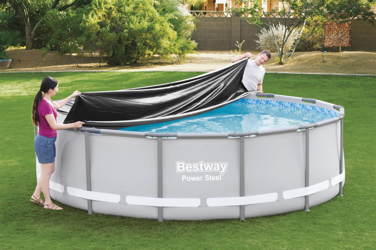 Flowclear™ PVC-Abdeckplane Ø 427 cm, schwarz, rund