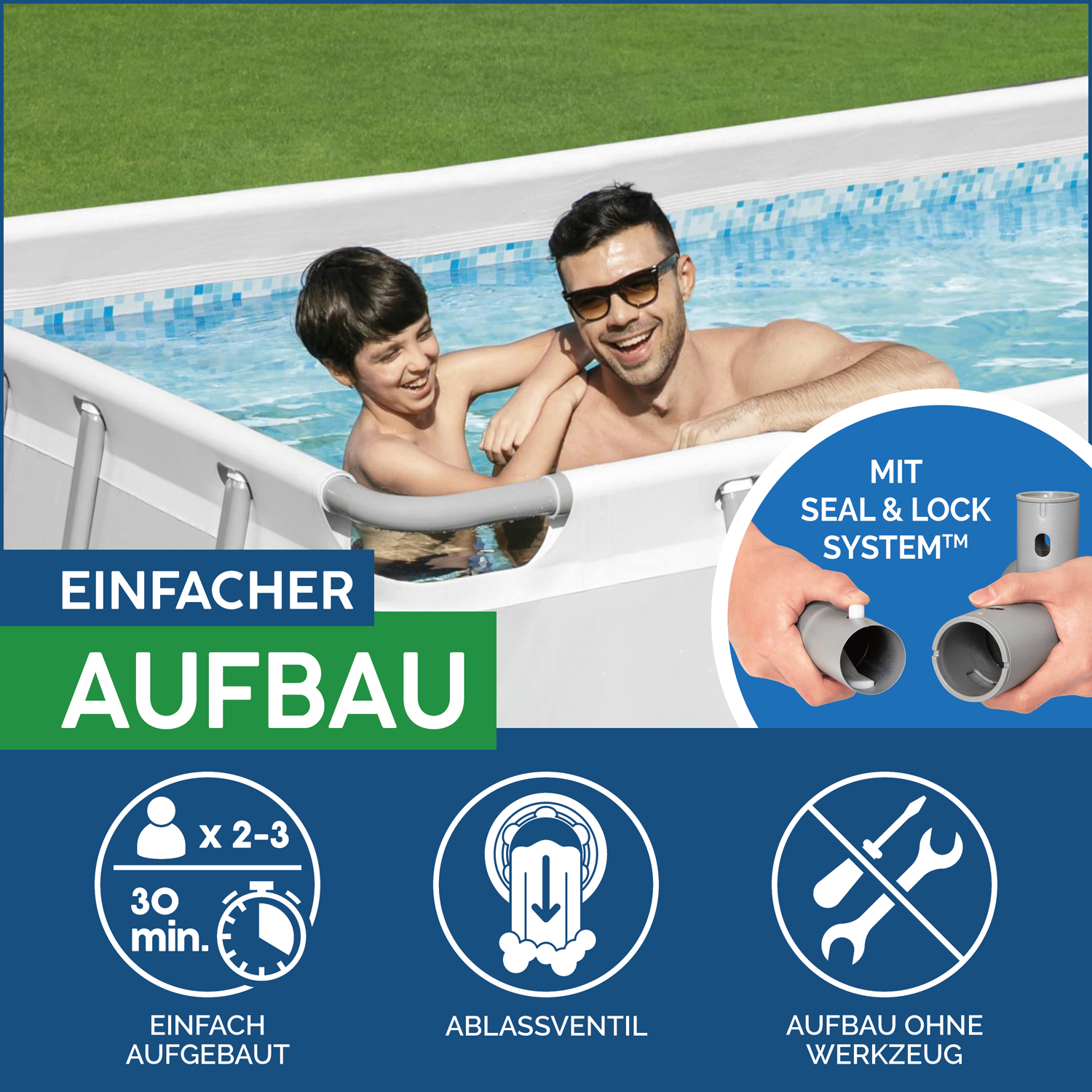 Power Steel™ Frame Pool Komplett-Set mit Sandfilteranlage 549 x 274 x 122 cm, lichtgrau, eckig