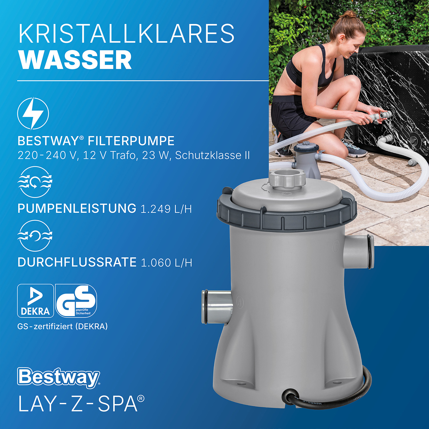LAY-Z-SPA® FortiFiber™ Eisbad Glacial Dip™ mit Filterpumpe 152 x 92 x 71 cm