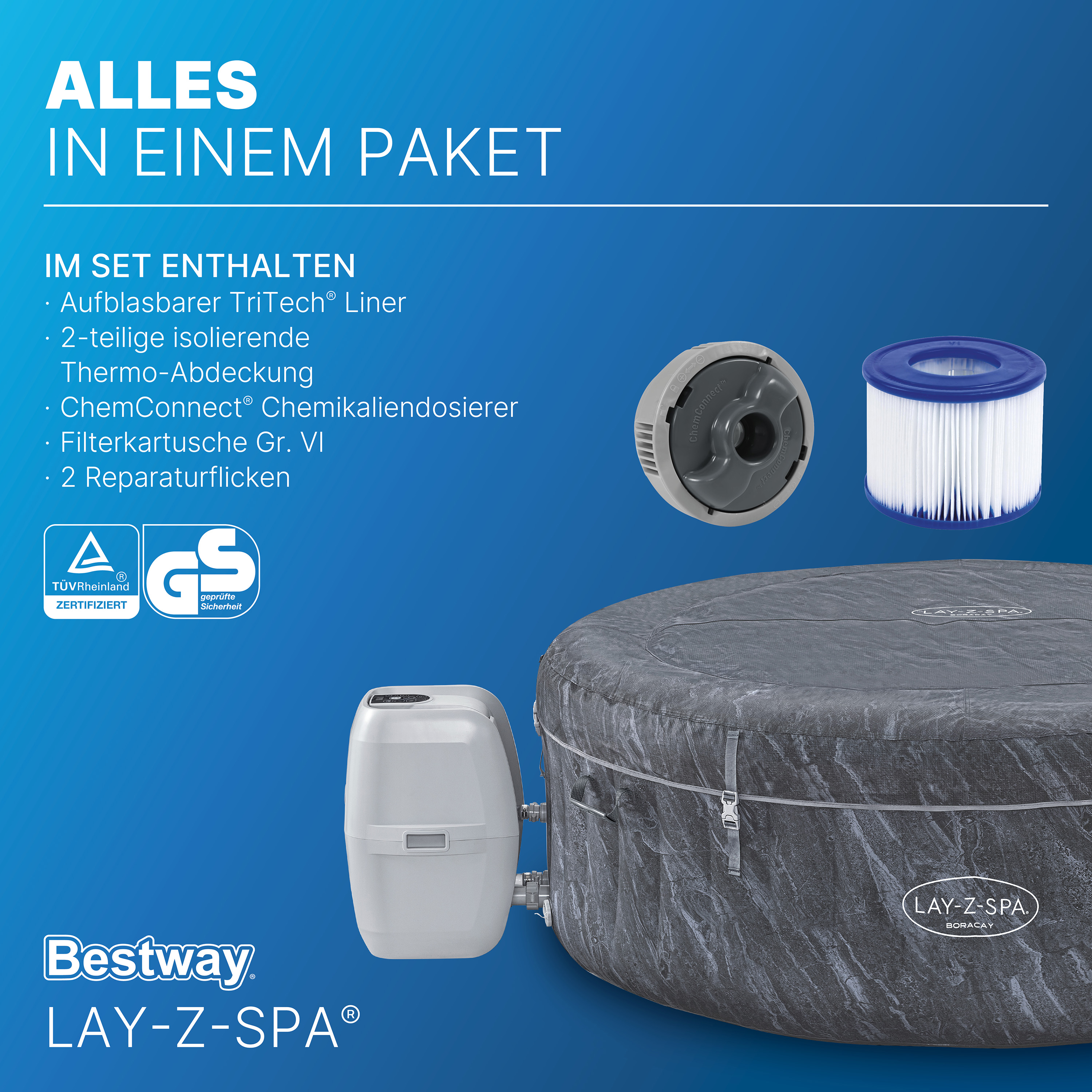 LAY-Z-SPA® WLAN-Whirlpool Boracay AirJet™ Ø 180 x 66 cm, rund