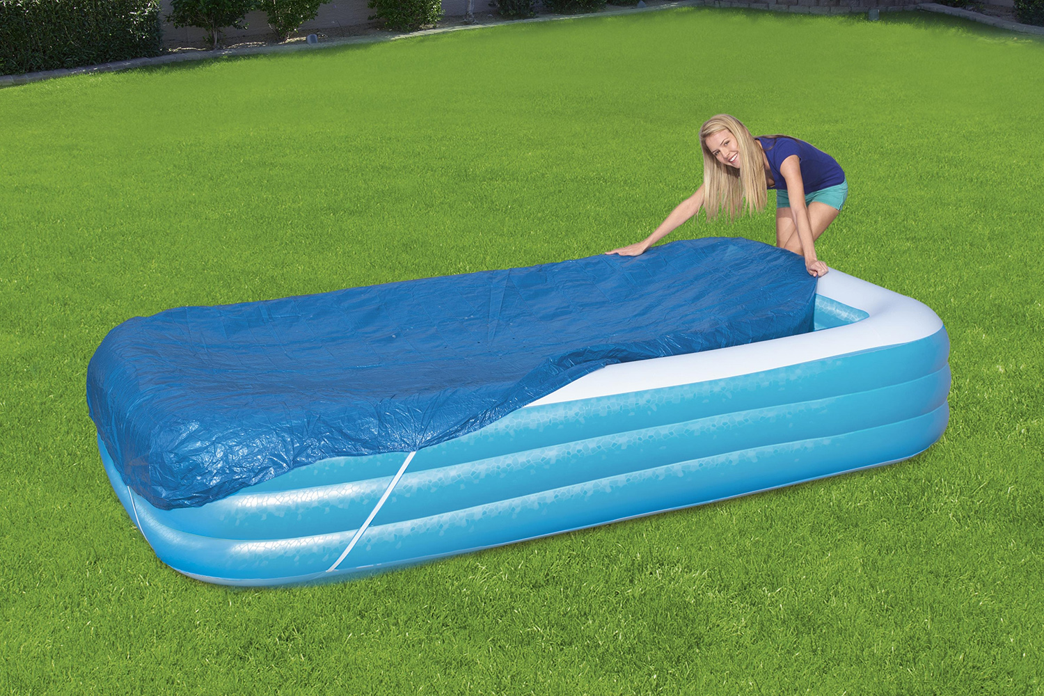PE-Abdeckplane passend für 305 x 183 cm Family Pools, blau, eckig
