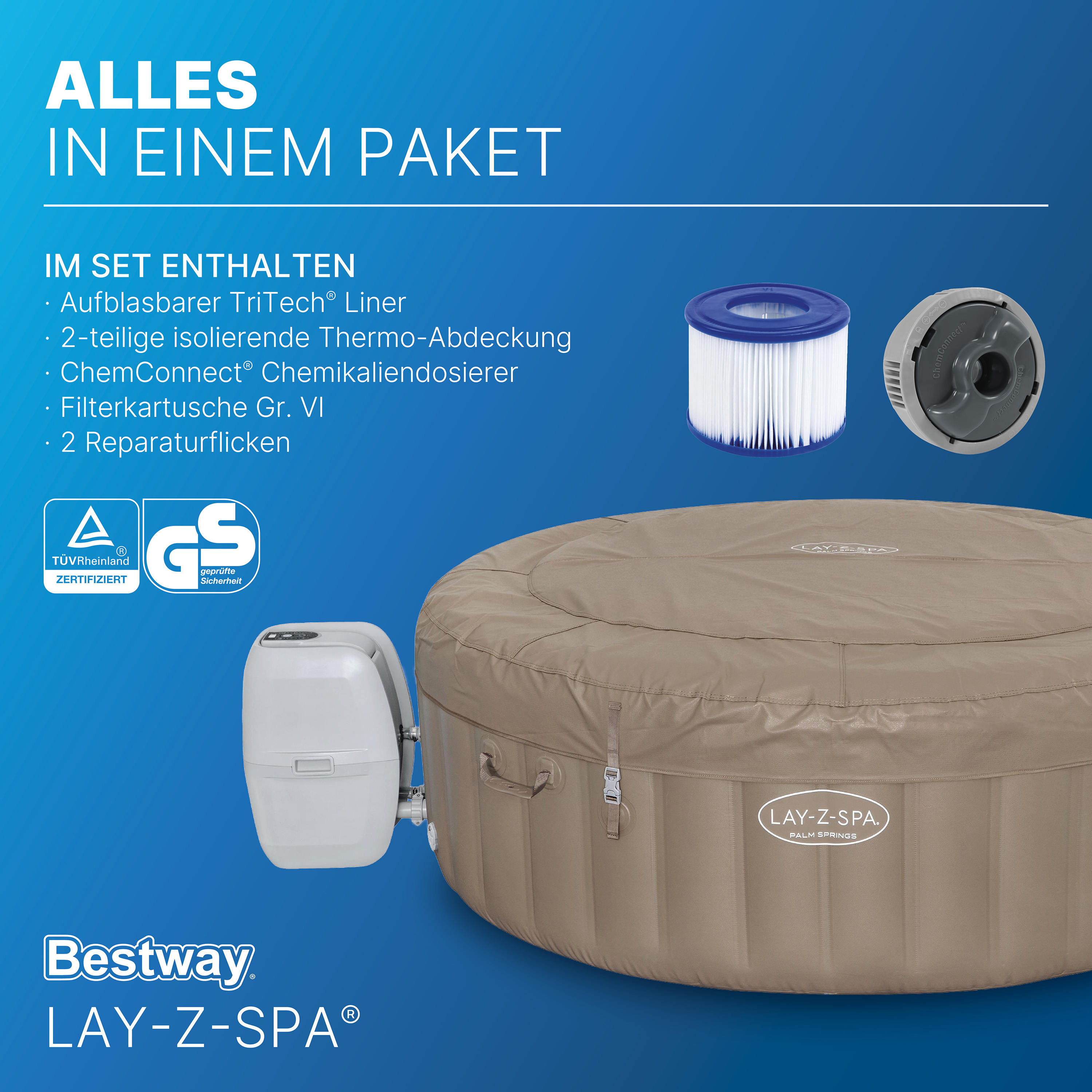 LAY-Z-SPA® Whirlpool Palm Springs AirJet™ Ø 196 x 71 cm, rund