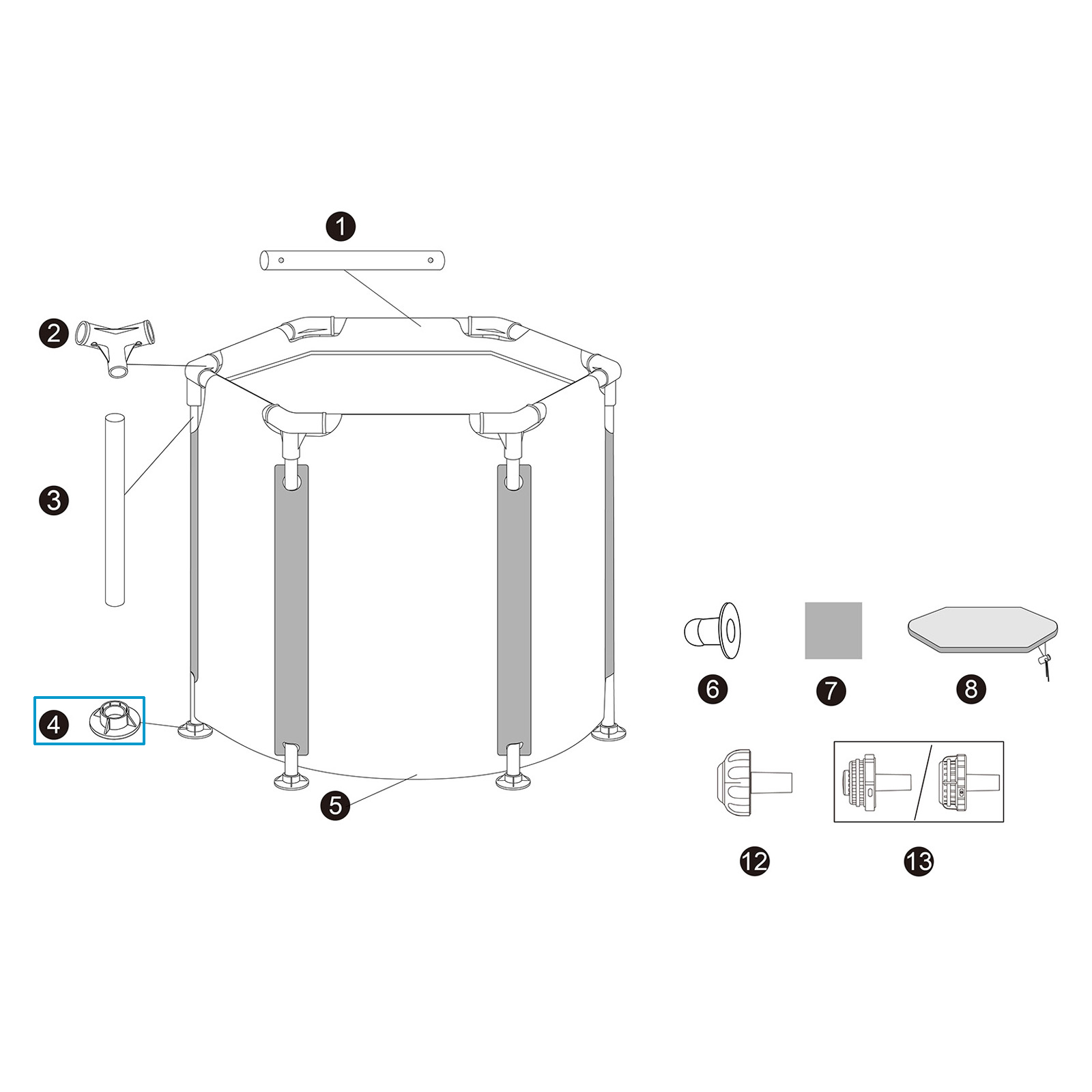 Bestway® Ersatzteil-Set Standfuß (grau / 3 Stück) für Bestway® LAY-Z-SPA® Glacial Dip™ Eisbäder