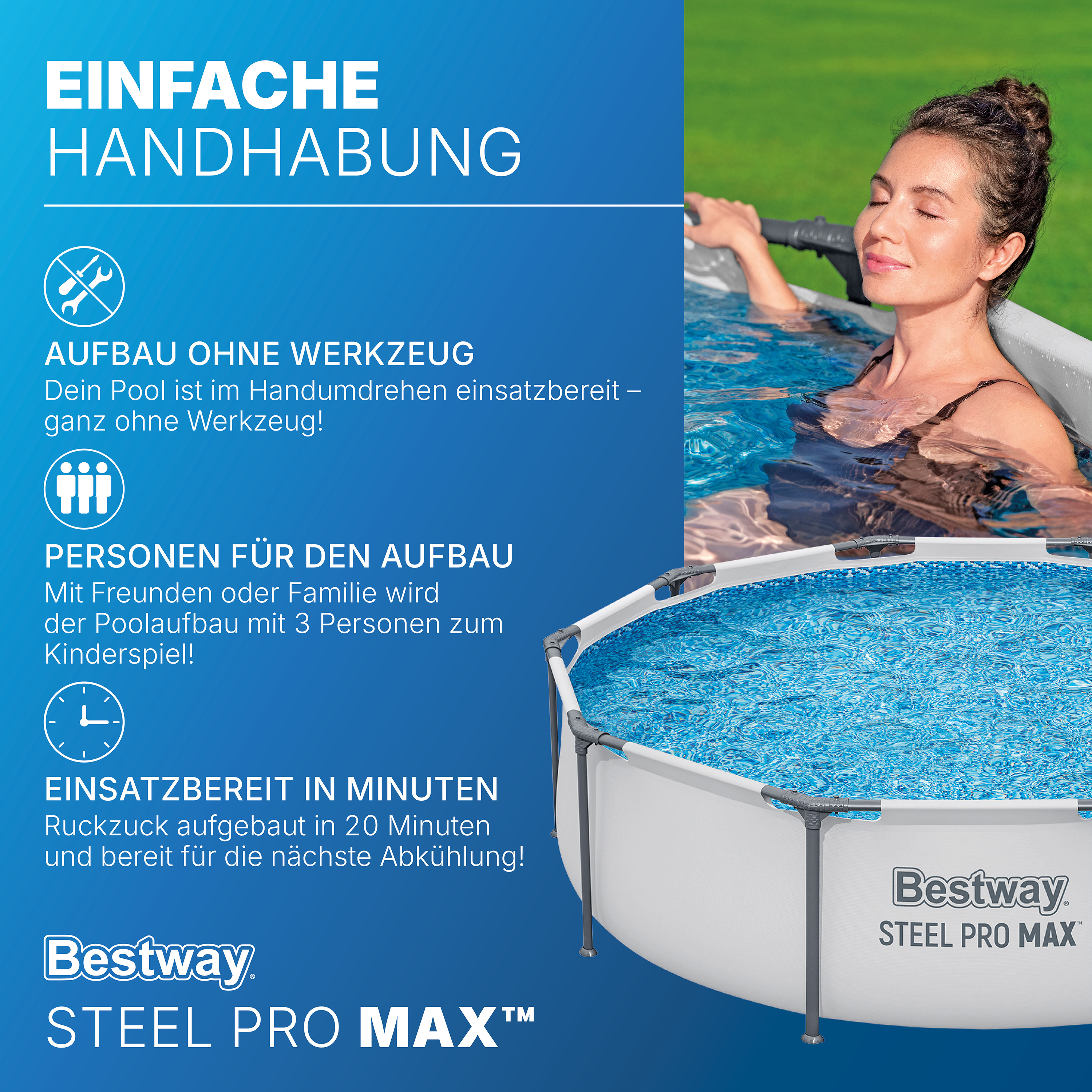 Steel Pro MAX™ Frame Pool ohne Pumpe Ø 305 x 76 cm, lichtgrau, rund