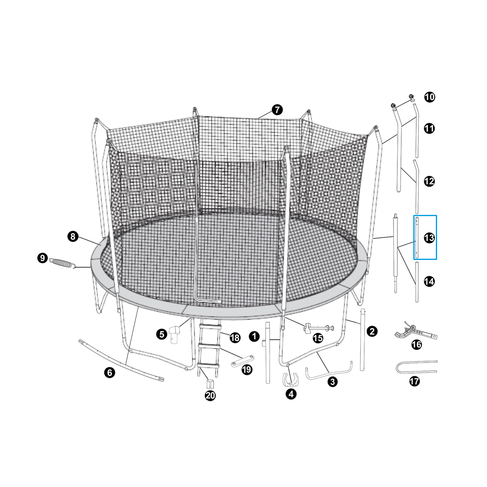 Bestway® Spare Part Lower Frame Support for 14' x 9'4.5"/4.27m x 2.86m Xtreme Air Trampoline