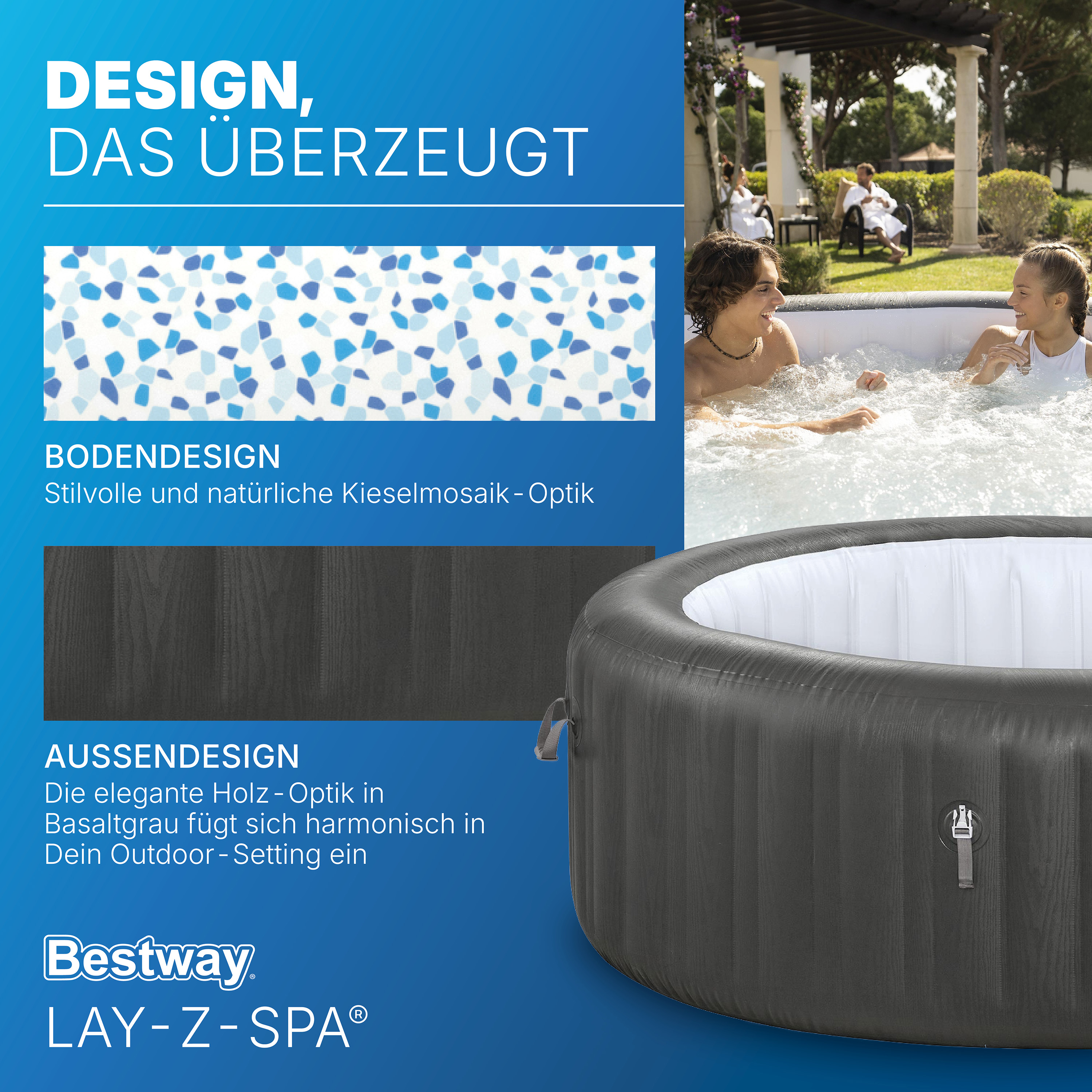 LAY-Z-SPA® XXL WLAN Whirlpool Mauritius AirJet™ 270 x 180 x 71 cm, oval