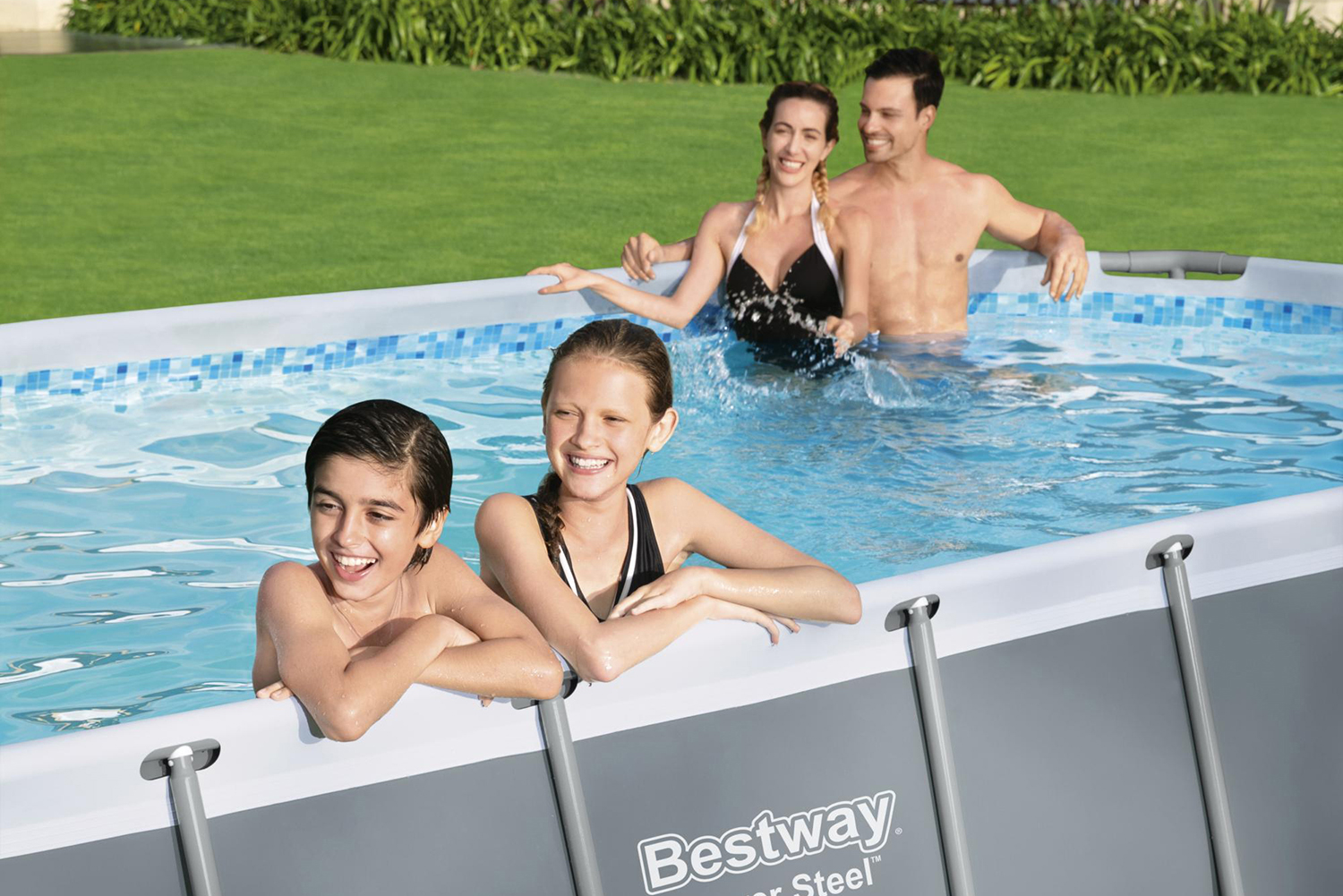 Power Steel™ Frame Pool Komplett Set mit Filterpumpe 549 x 274 x 122 cm, grau, oval