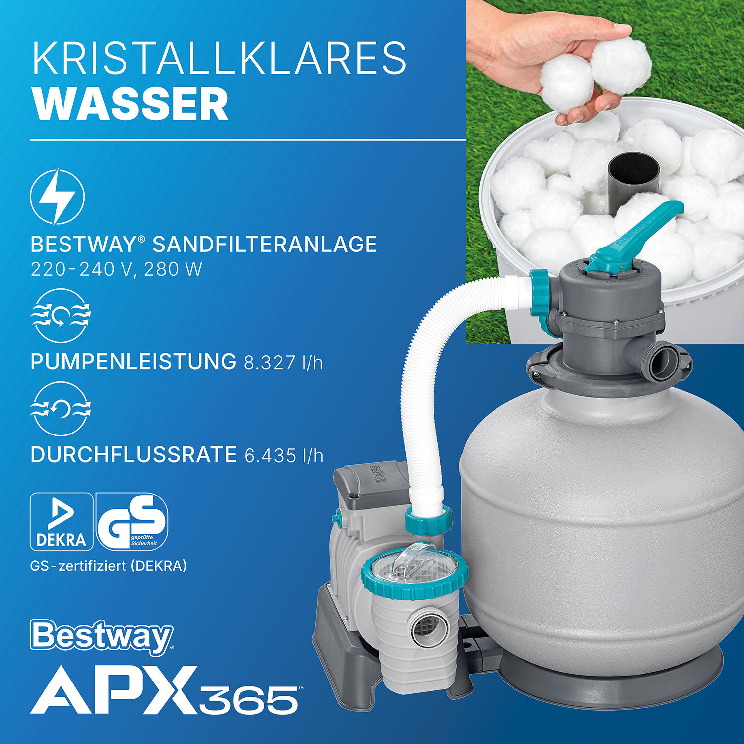 APX365™ Winterfestes Frame Pool Komplett-Set mit Sandfilteranlage 956 x 488 x 132 cm, Marmor-Optik (Dunkel), eckig
