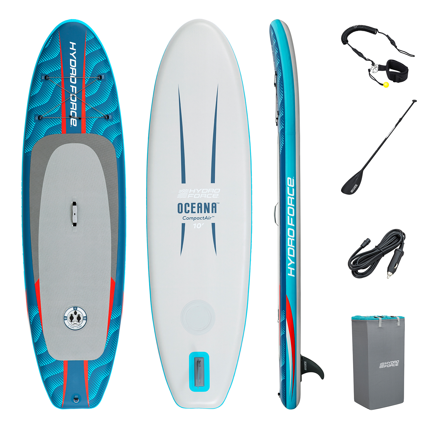 Hydro Force® SUP Allround Board-Set Oceana™ Compactair™ mit integrierter Elektropumpe 305 x 84 x 15 cm