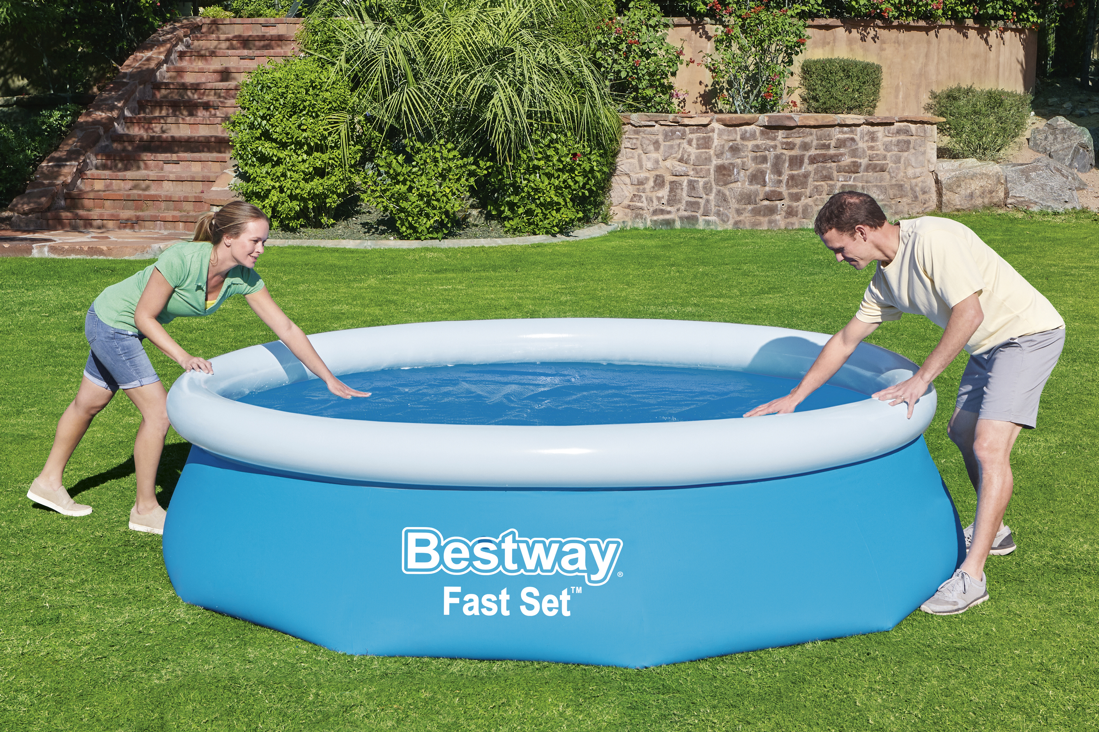 Flowclear™ PE Solarabdeckplane Ø 210 cm, blau, rund