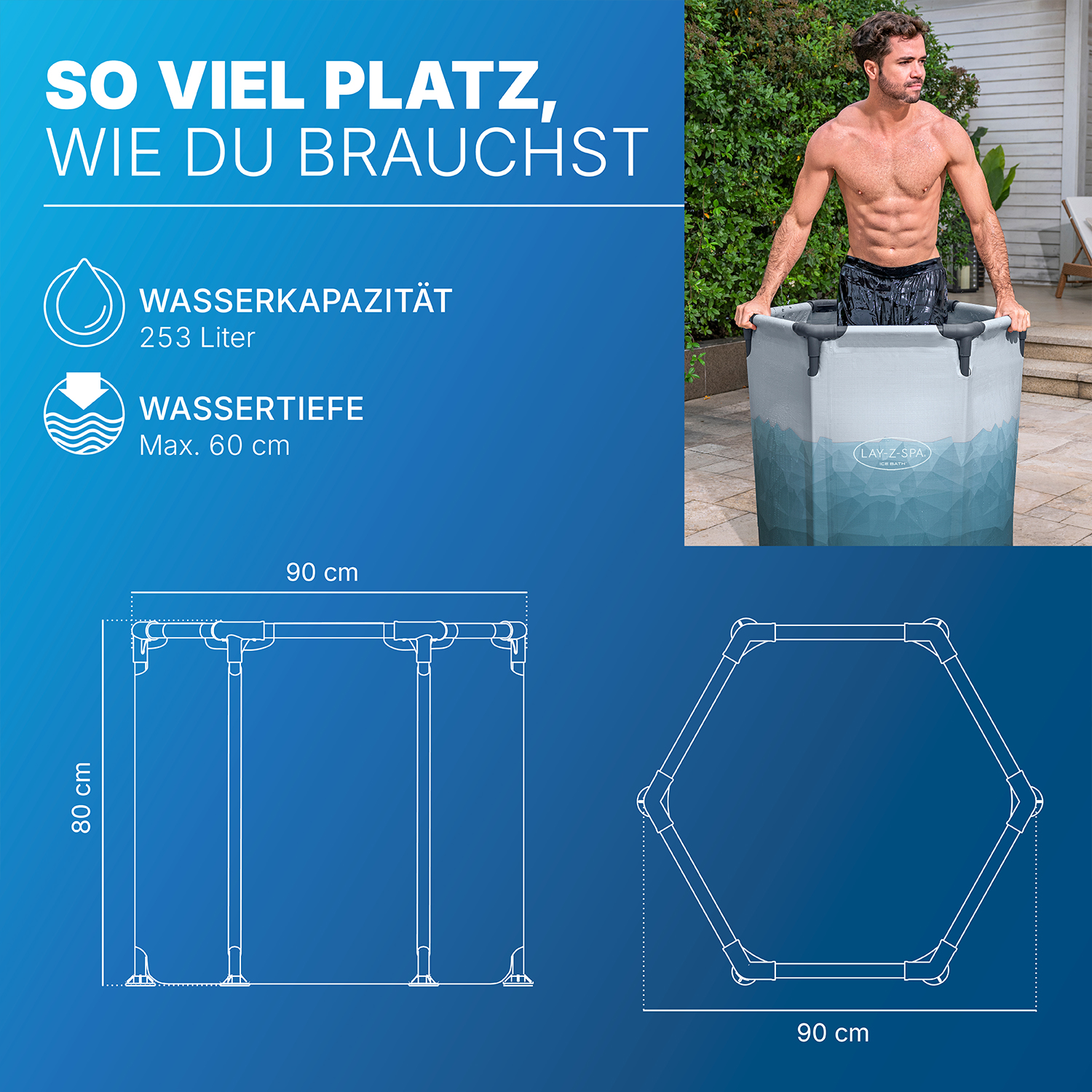 LAY-Z-SPA® Eisbad Glacial Dip™ mit Filterpumpe Ø 90 x 80 cm, rund