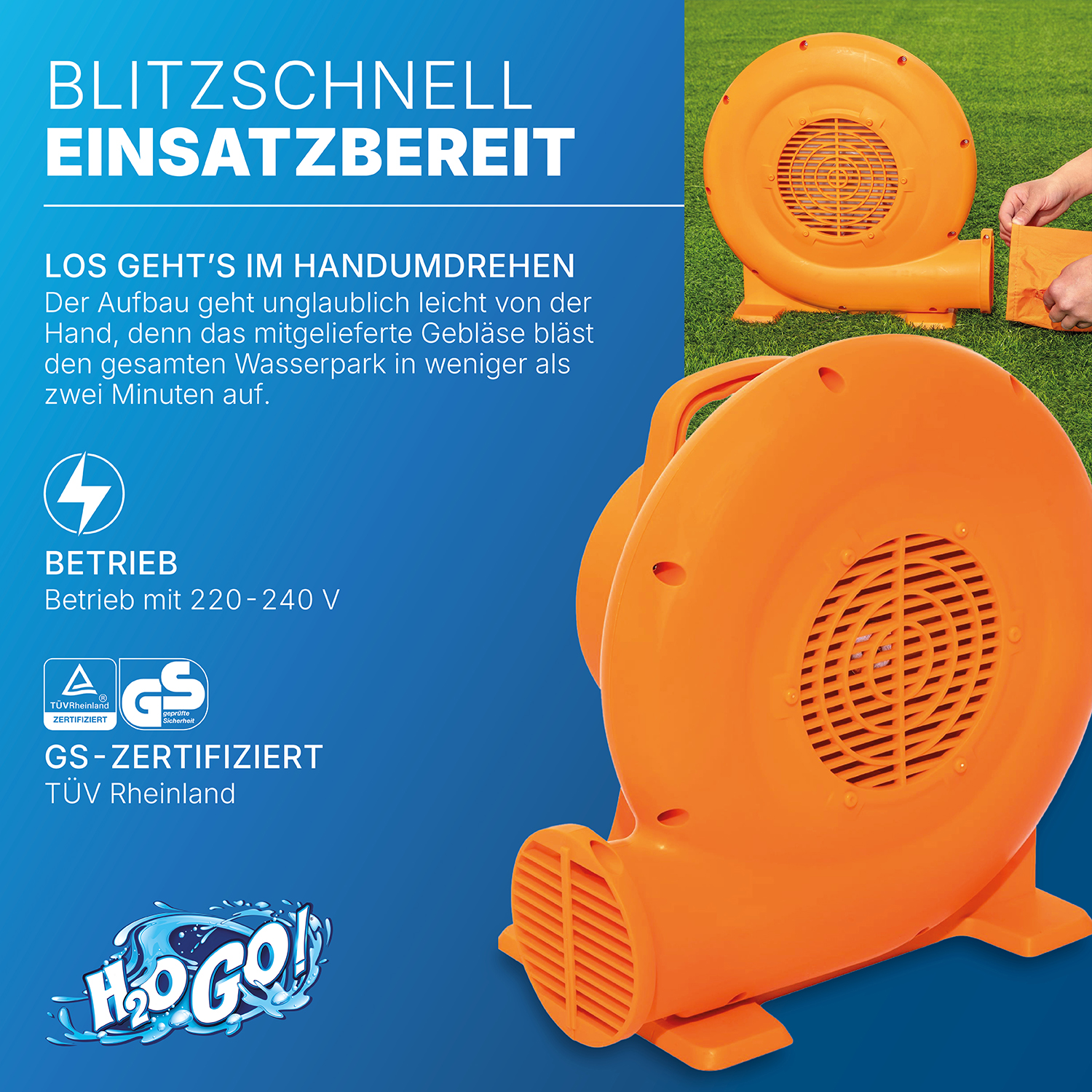 H2OGO! Wasserpark Dodge & Drench mit Dauergebläse 450 x 450 x 268 cm