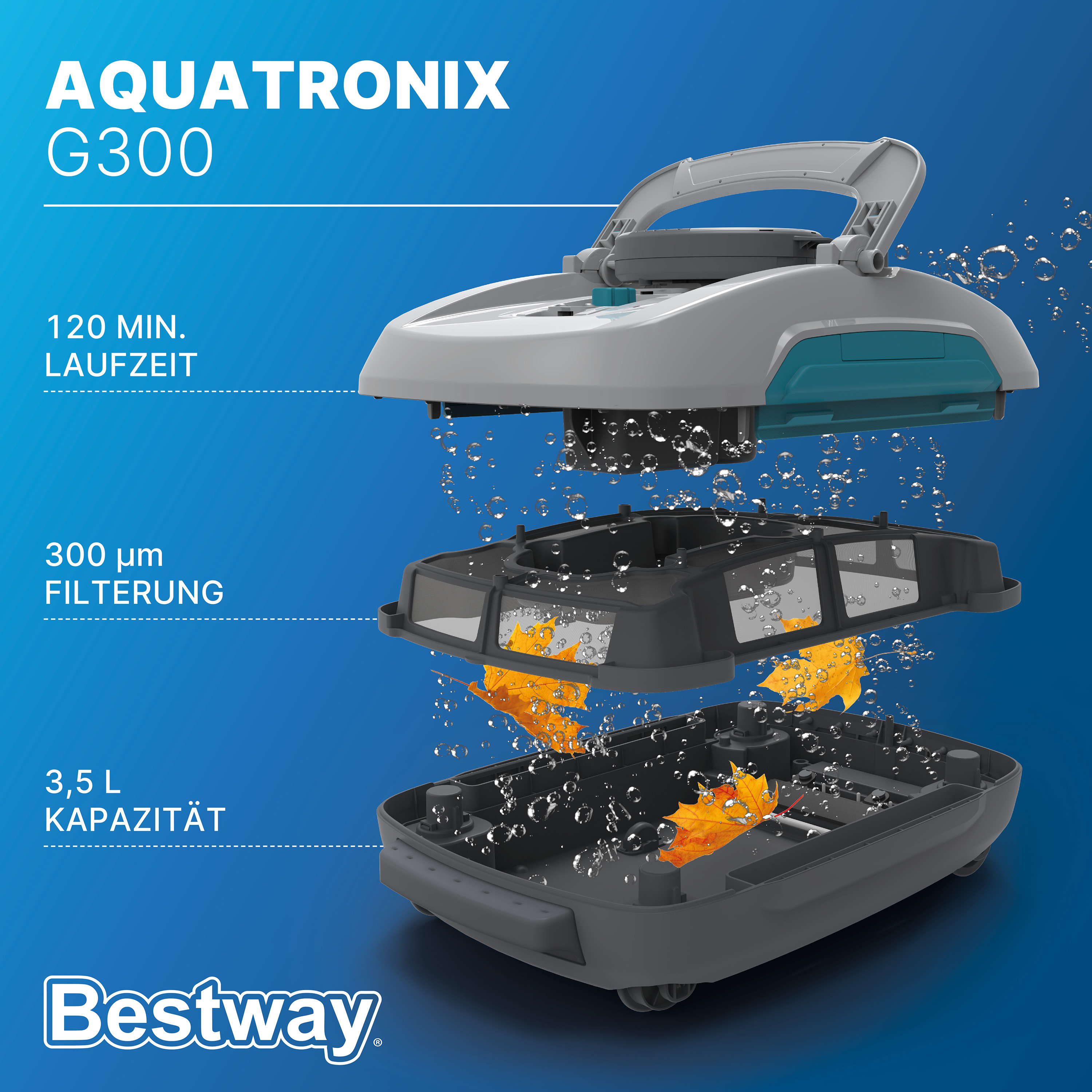 Autonomer 2 in 1 Poolroboter AquaTronix™ G300 mit Oberflächenskimmer