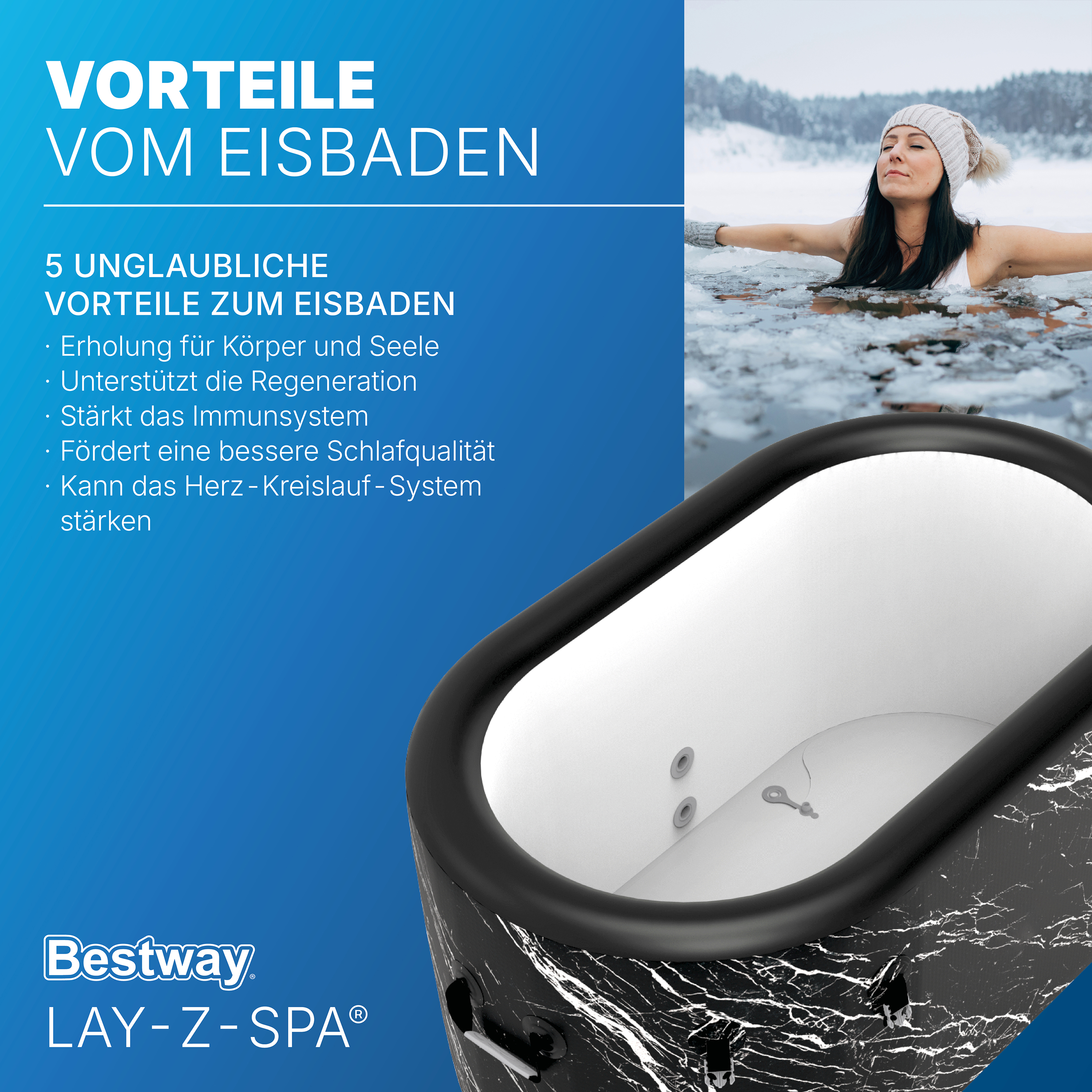 LAY-Z-SPA® FortiFiber™ Eisbad Glacial Dip™ mit Filterpumpe 152 x 92 x 71 cm