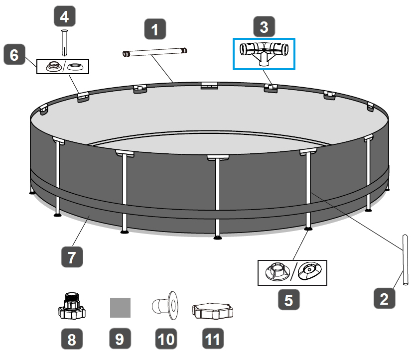 Bestway® Spare Part T-connector (white) for Steel Pro™ frame pool 305 x 76 cm, round Bestway® Spare Part T-connector (white) for Steel Pro™ frame pool 305 x 76 cm, round