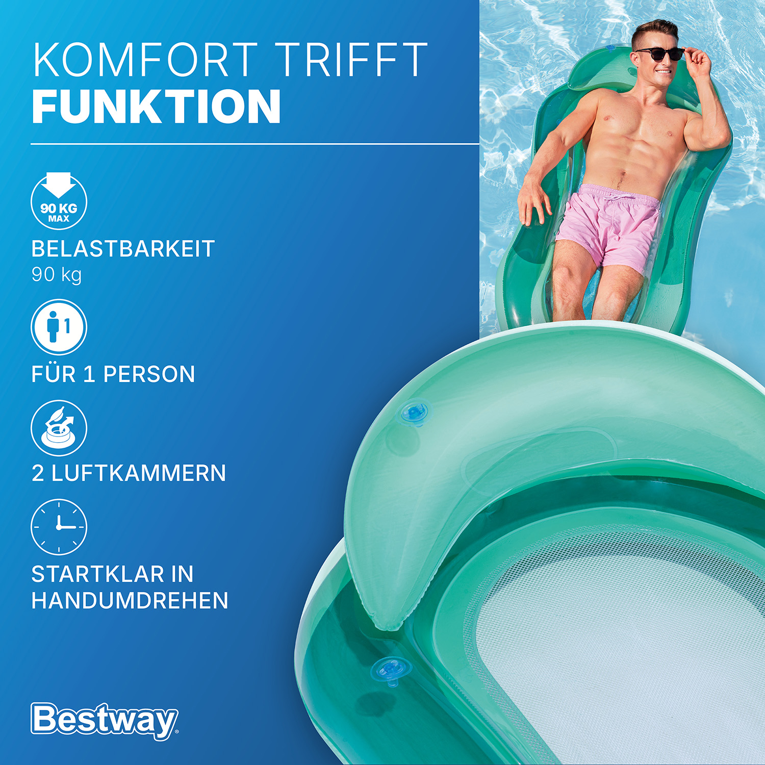 Luftmatratze Hydroluxe™ 160 x 84 cm, Grün