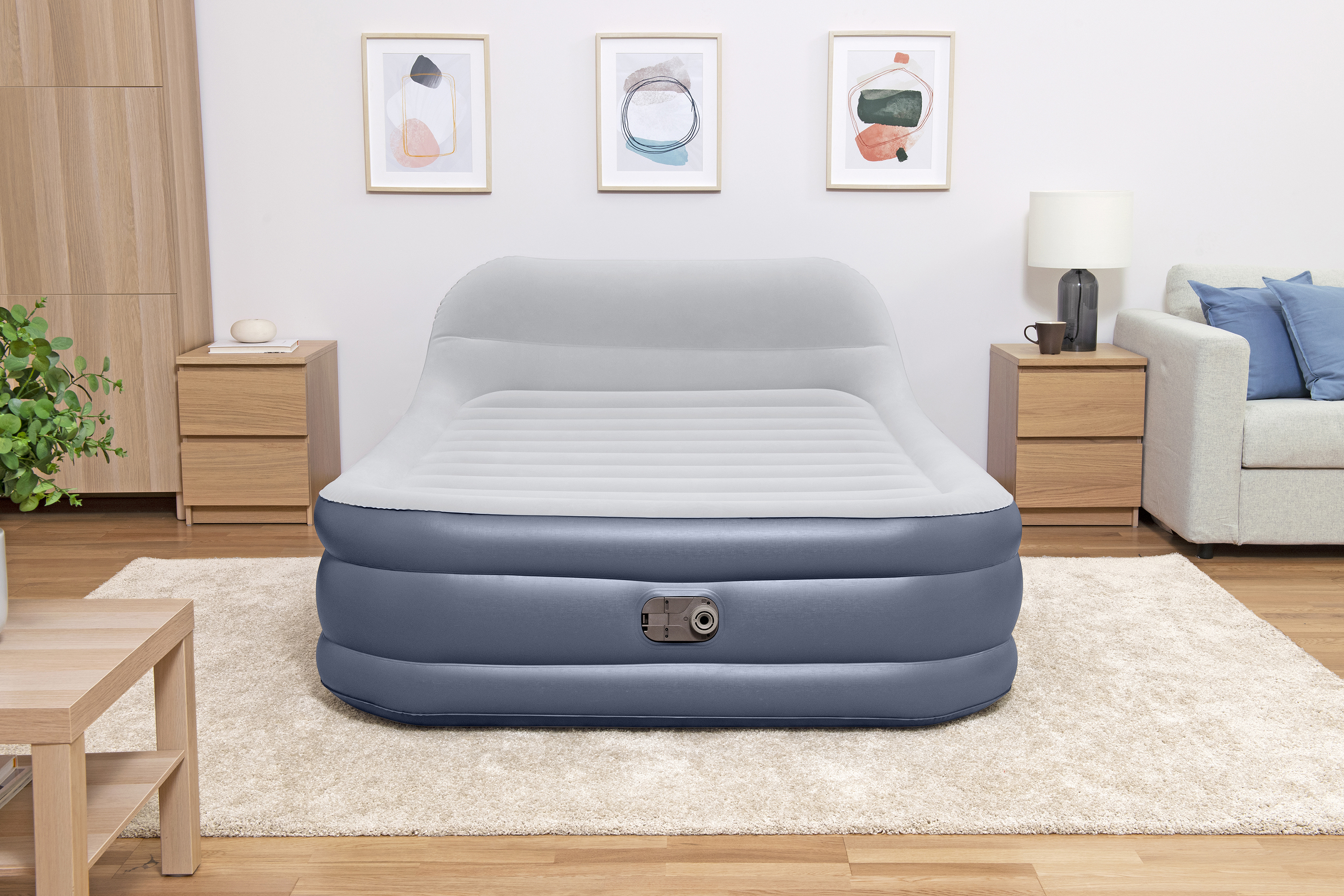 TriTech® Doppelluftbett SleekFlow™ mit Kopfteil & integrierter Elektropumpe 226 x 152 x 84 cm