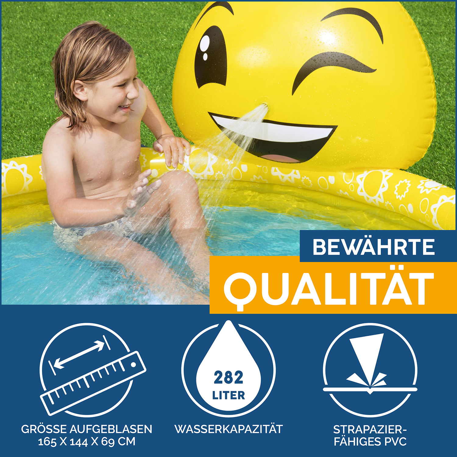 Bestway® 65" x 57" x 27"/1.65m x 1.44m x 69cm Summer Smiles Sprayer Pool
